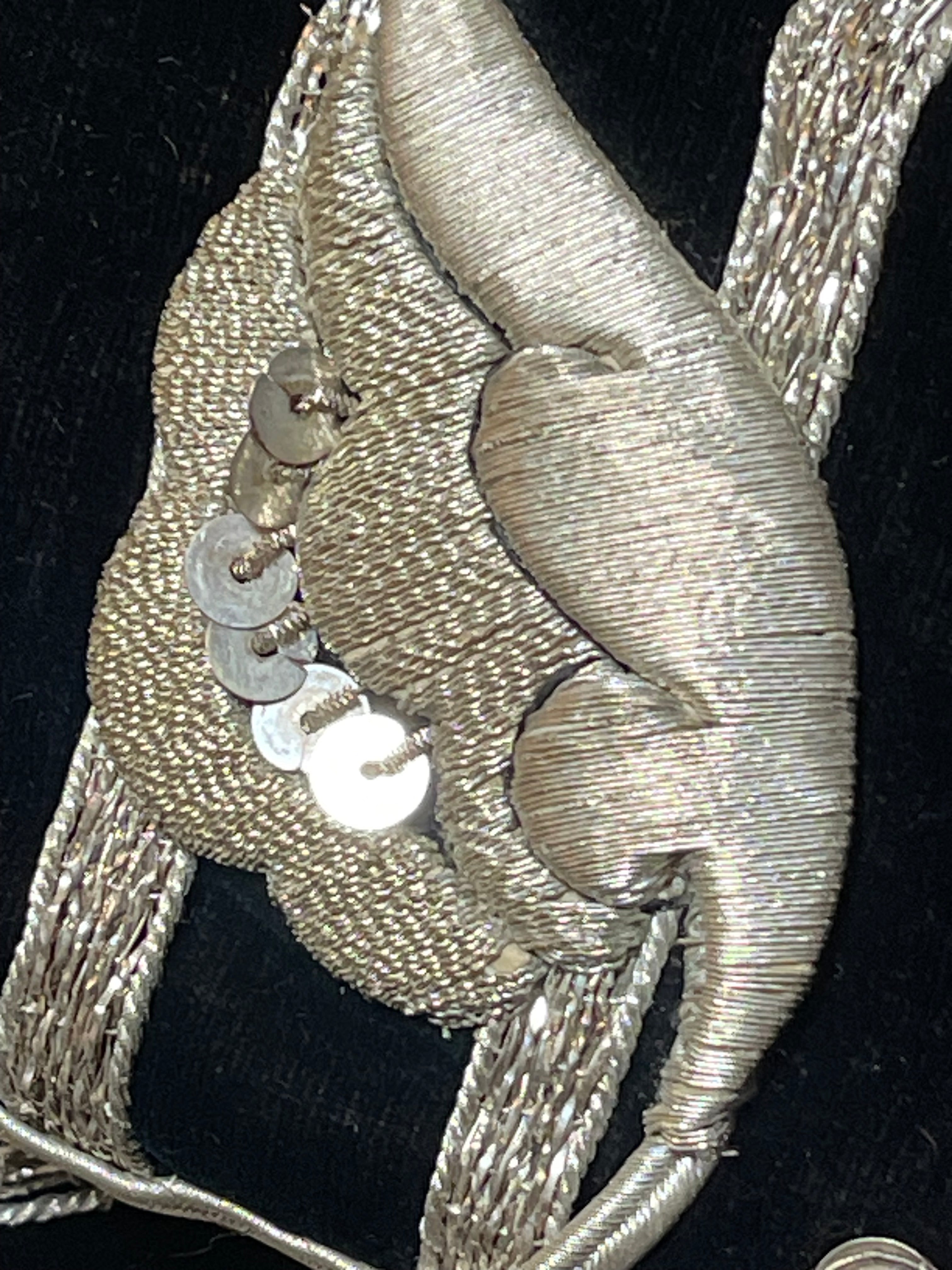 Antique Silver Metallic Embroidered Panel