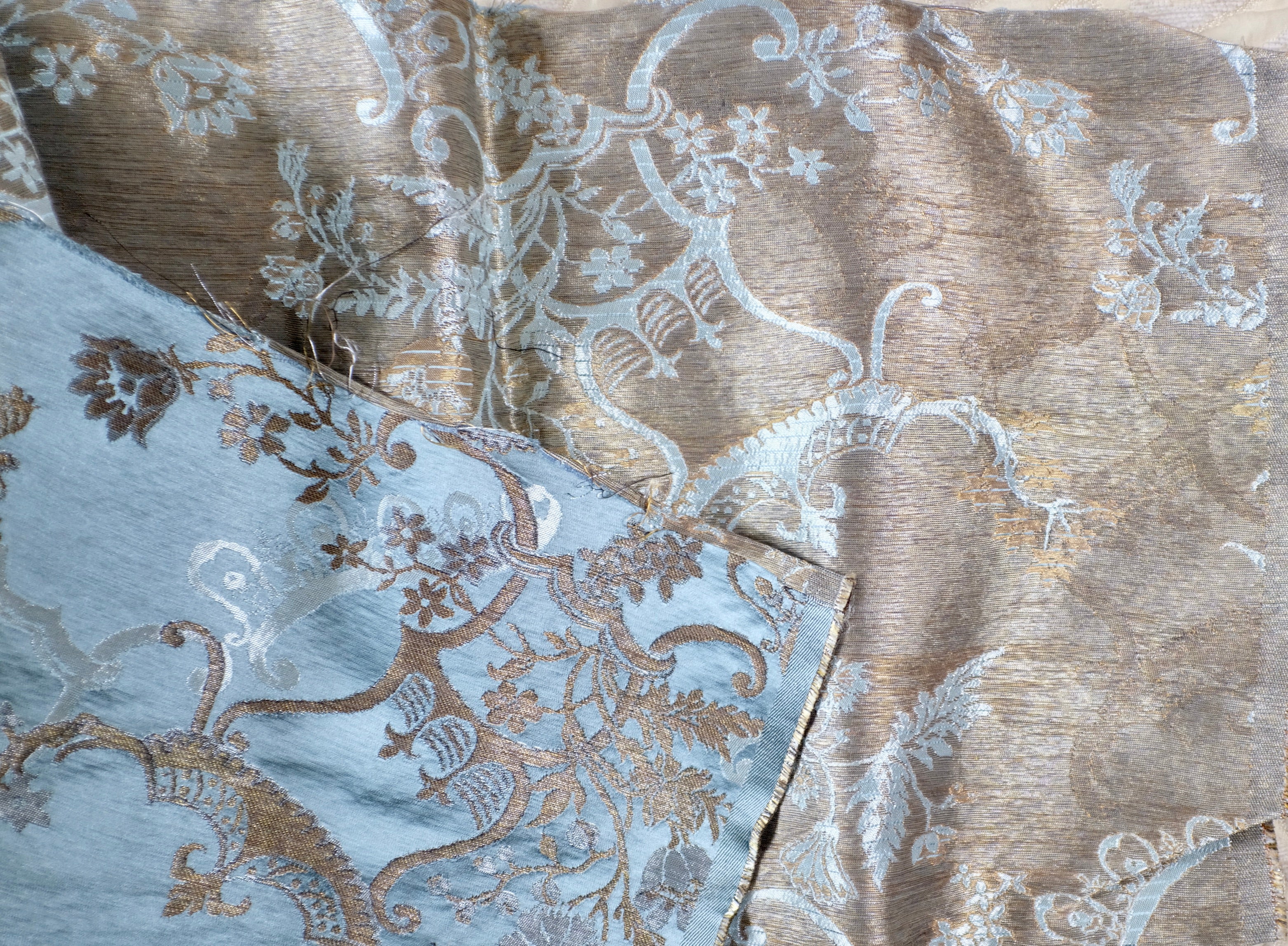 Antique  Lyon Silk Brocade French Chinoiserie