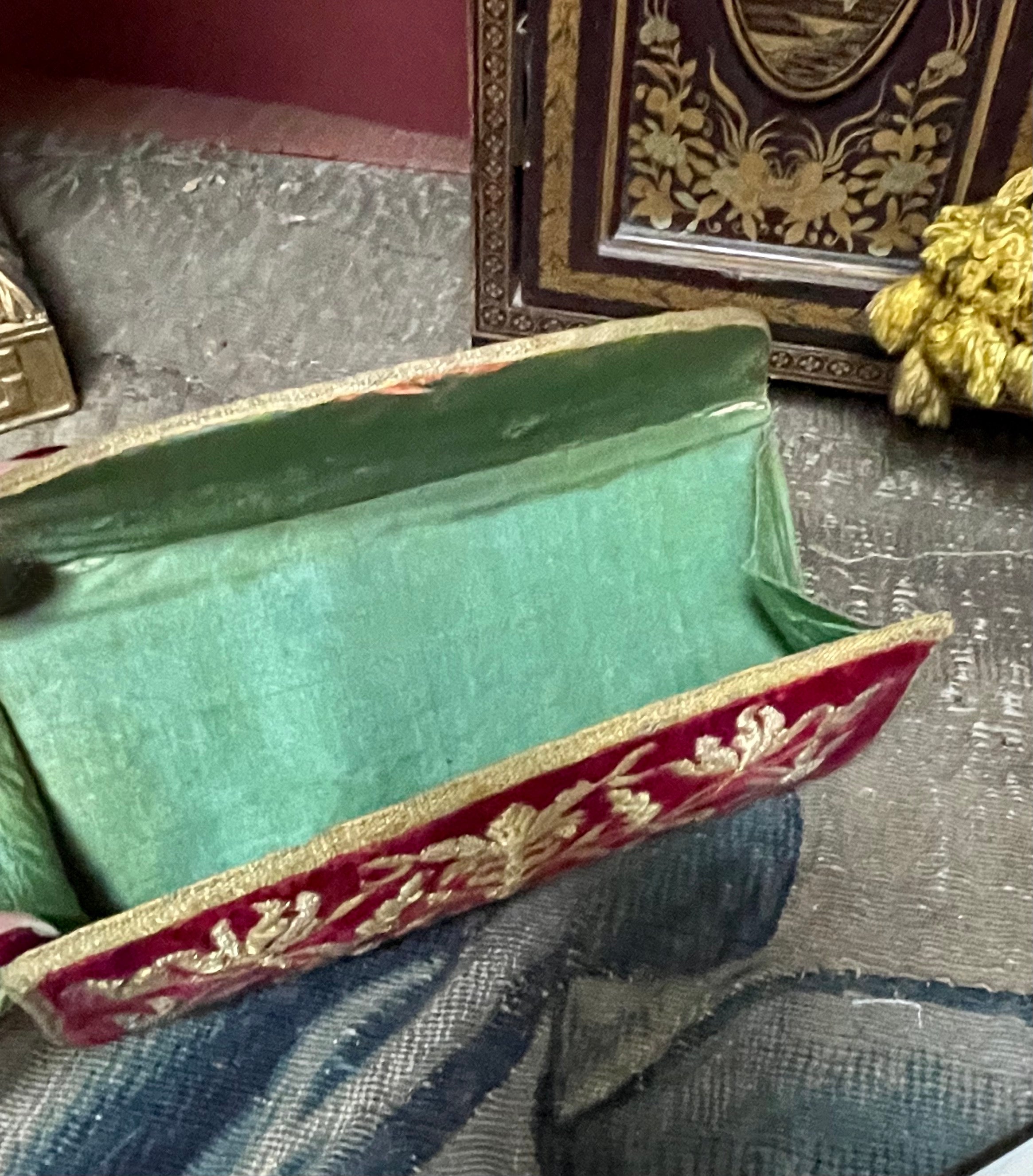 18th Century Metal Embroidered Silk Velvet Purse