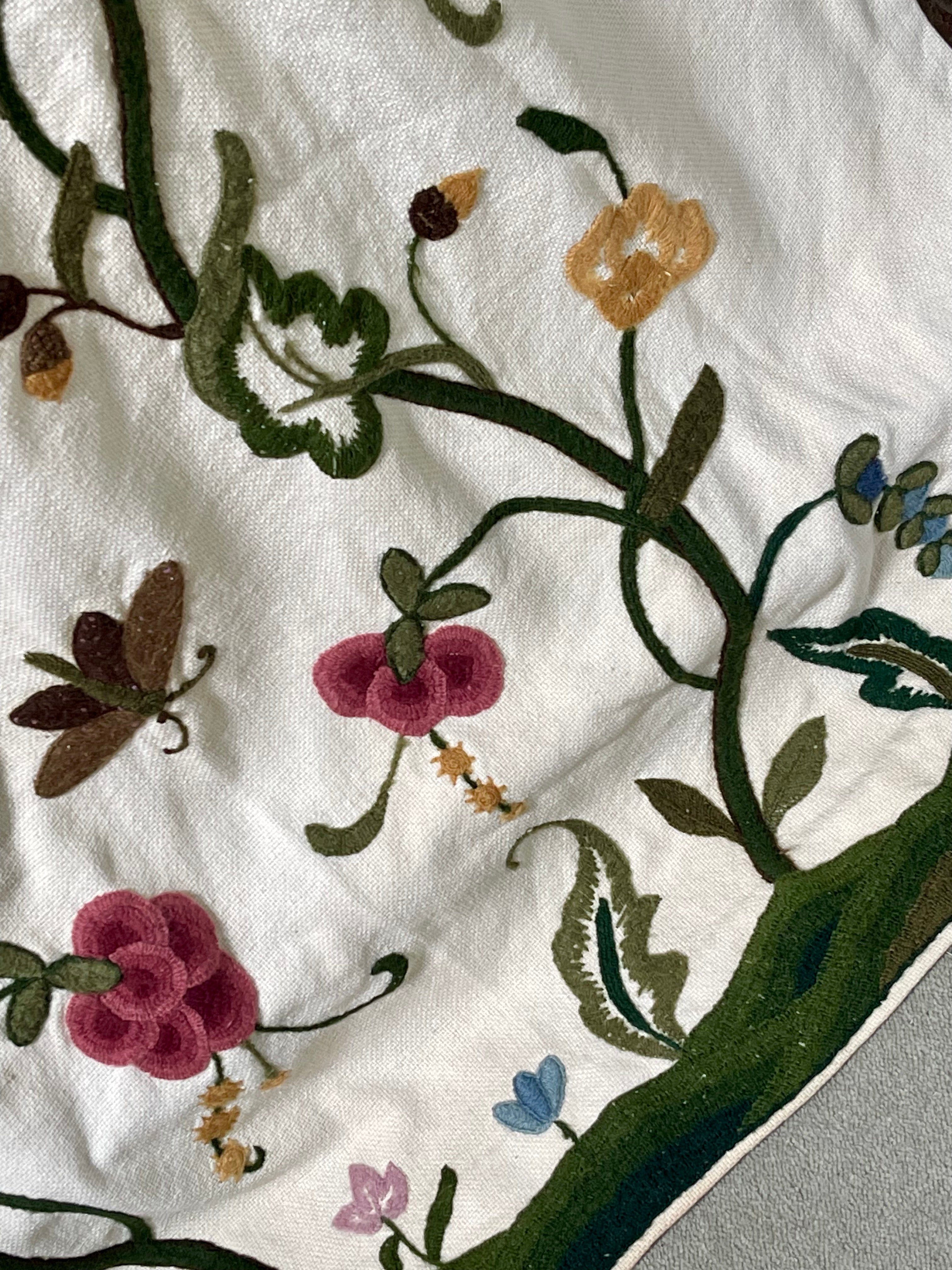 Crewelwork Tree of Life Panel Circa 1950
