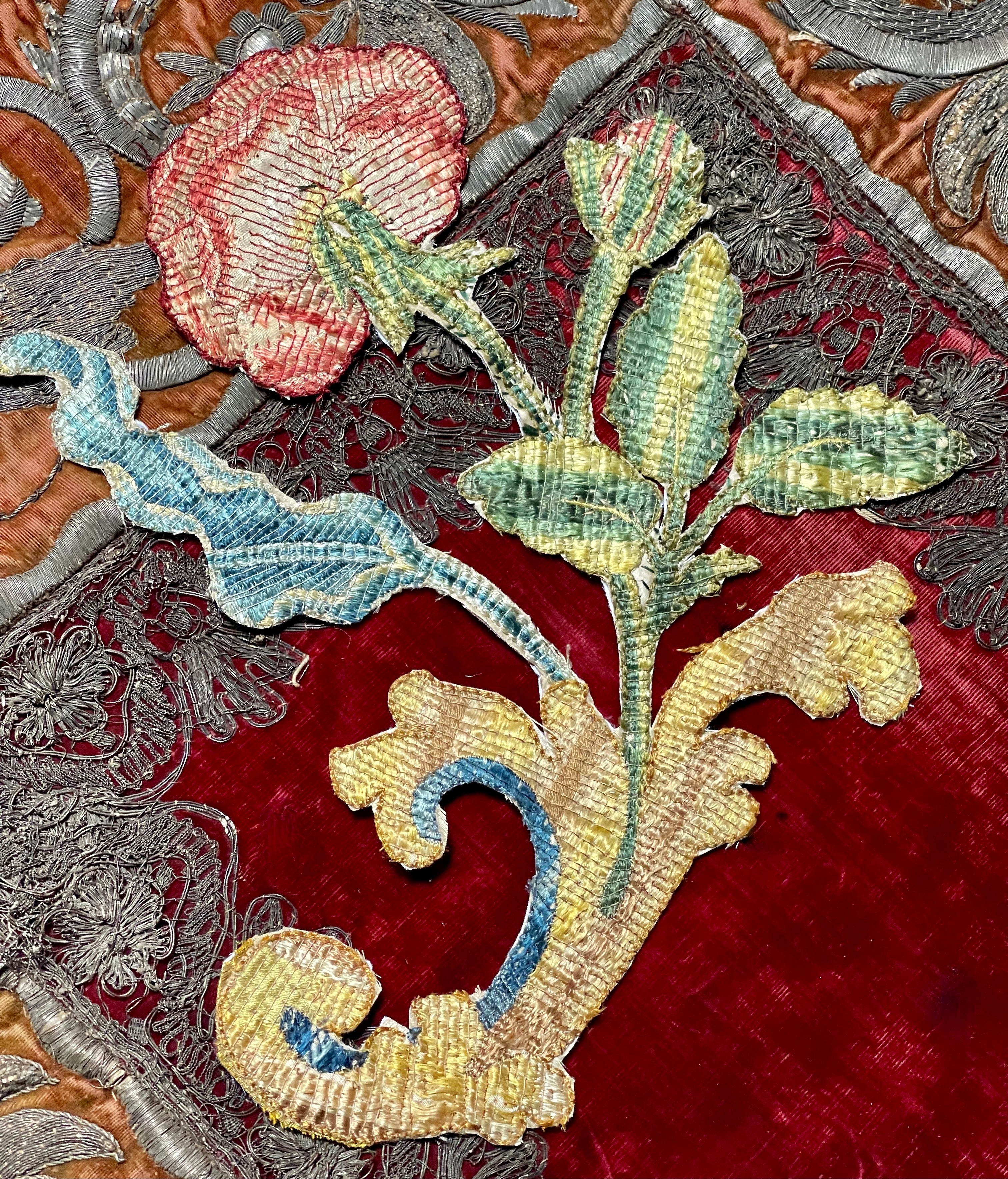 17th Century Silk Embroidered Slip   Flower