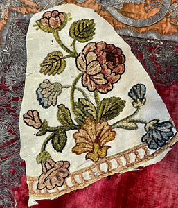 18th Century French Chenille Embroidery Slip