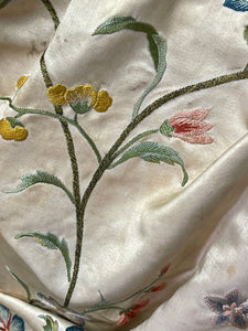 18th Century French Embroidered Silk Dress Panel