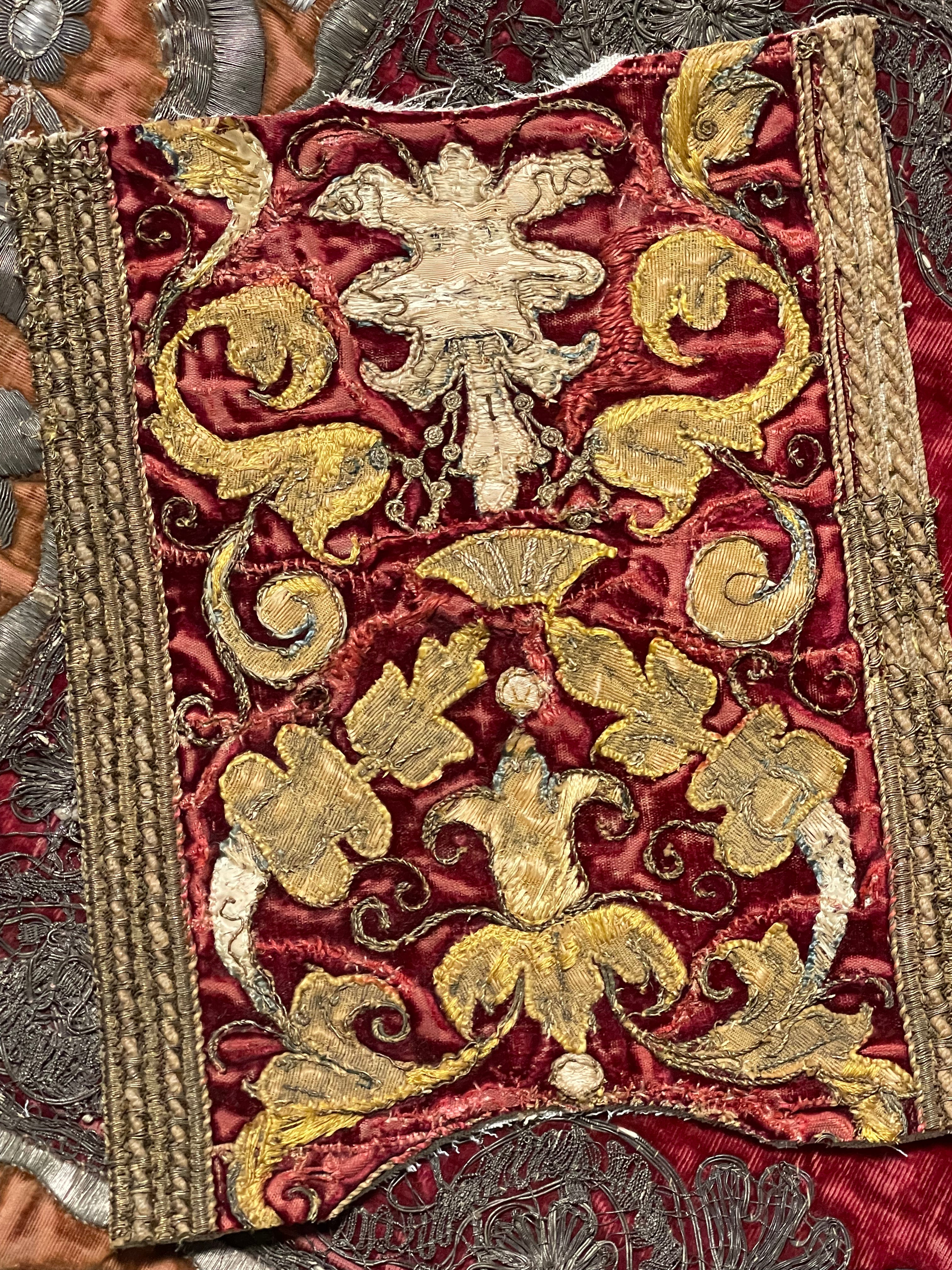 17th Century Embroidery Silk Velvet Metallic Threads