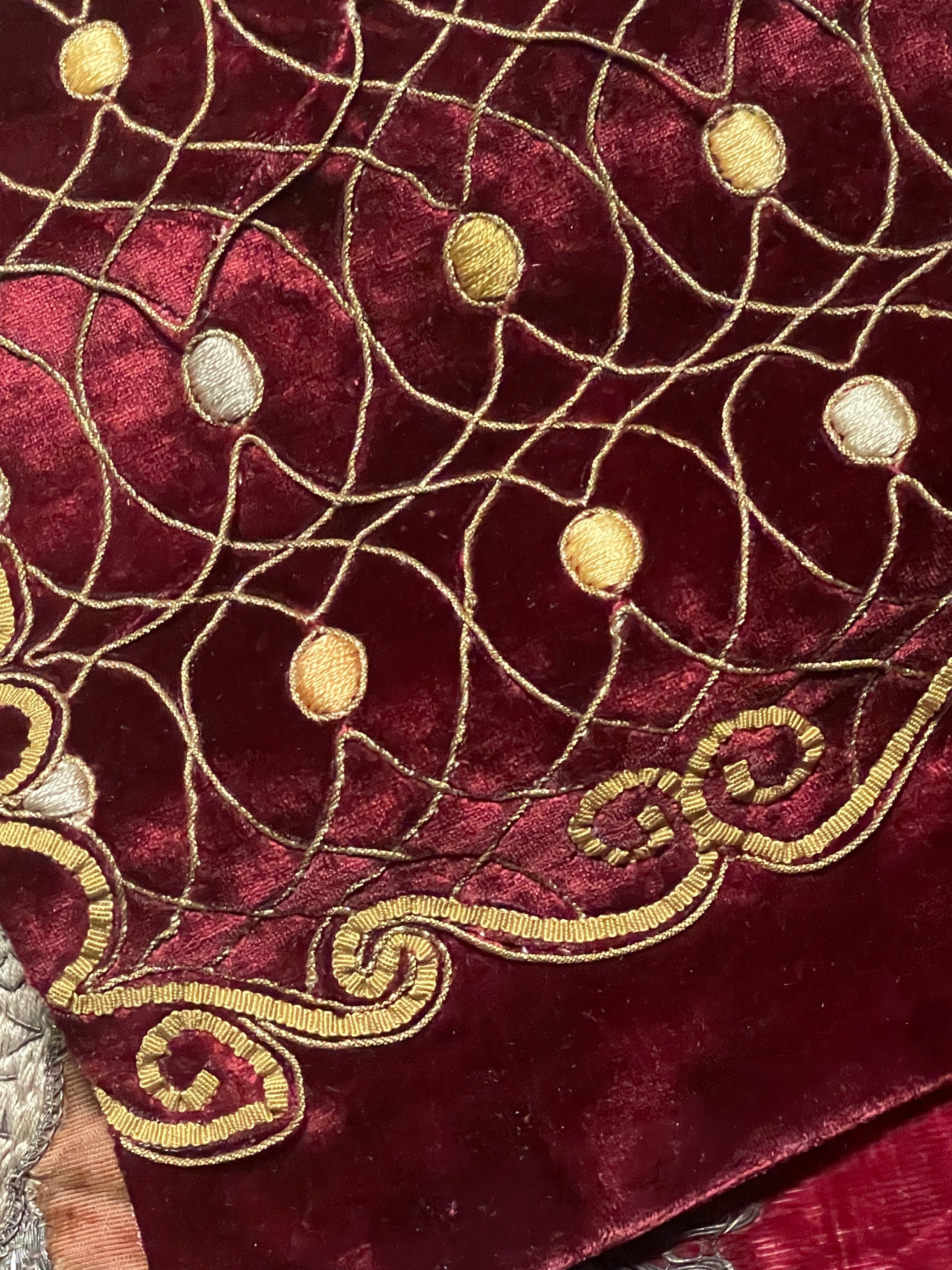 18th Century Embroidered Velvet Panel