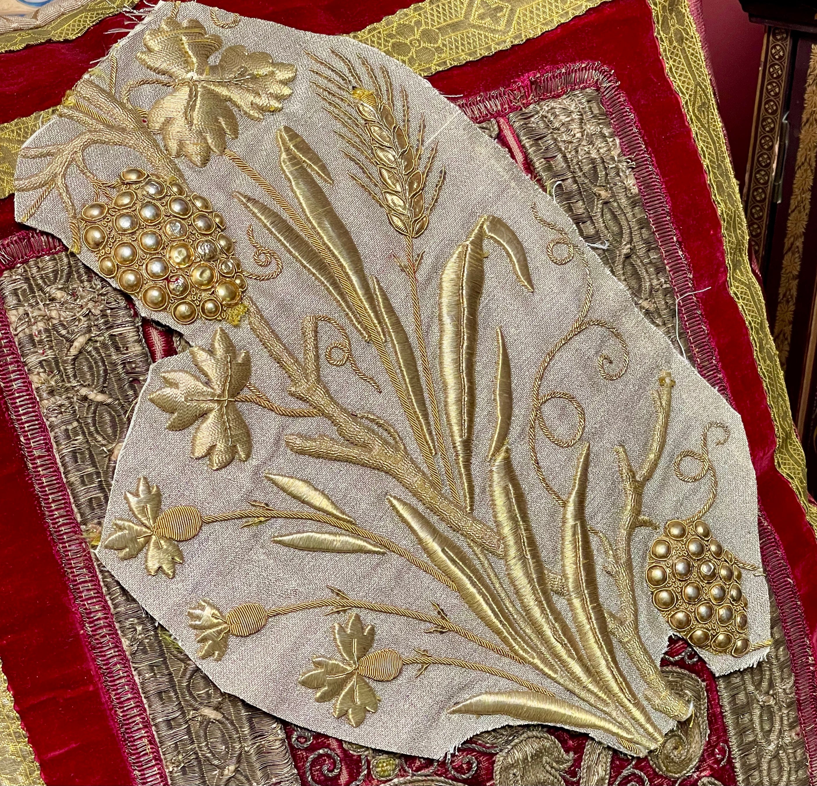 Antique Gold Metallic Embroidery Applique