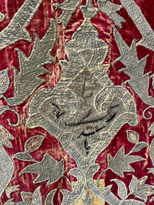 18th Century Persian Silk Velvet Metal Thread Panel