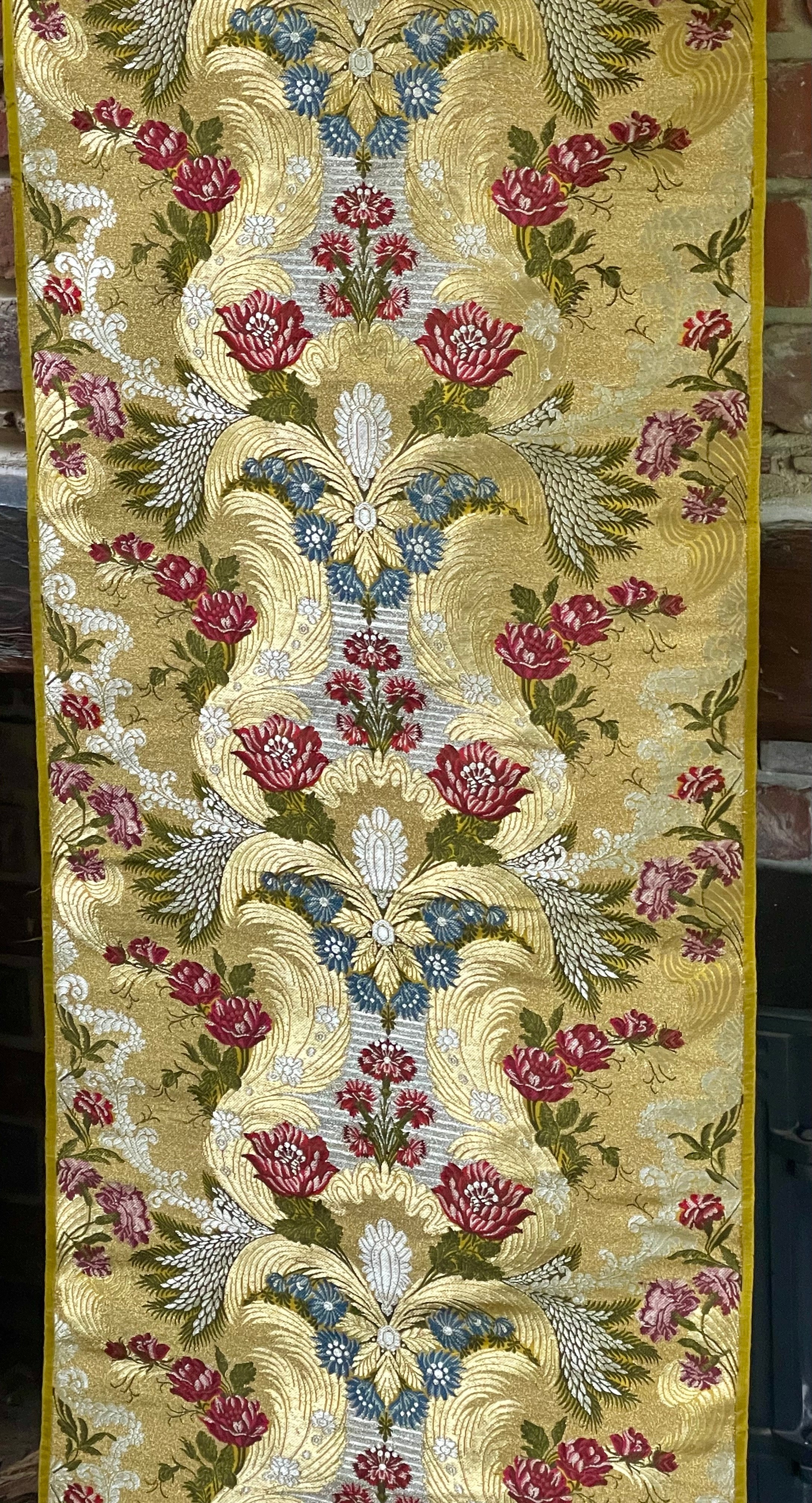 Antique French Lyon Silk Brocade Panel