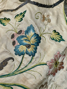 17th Century Embroidered Silk Panel