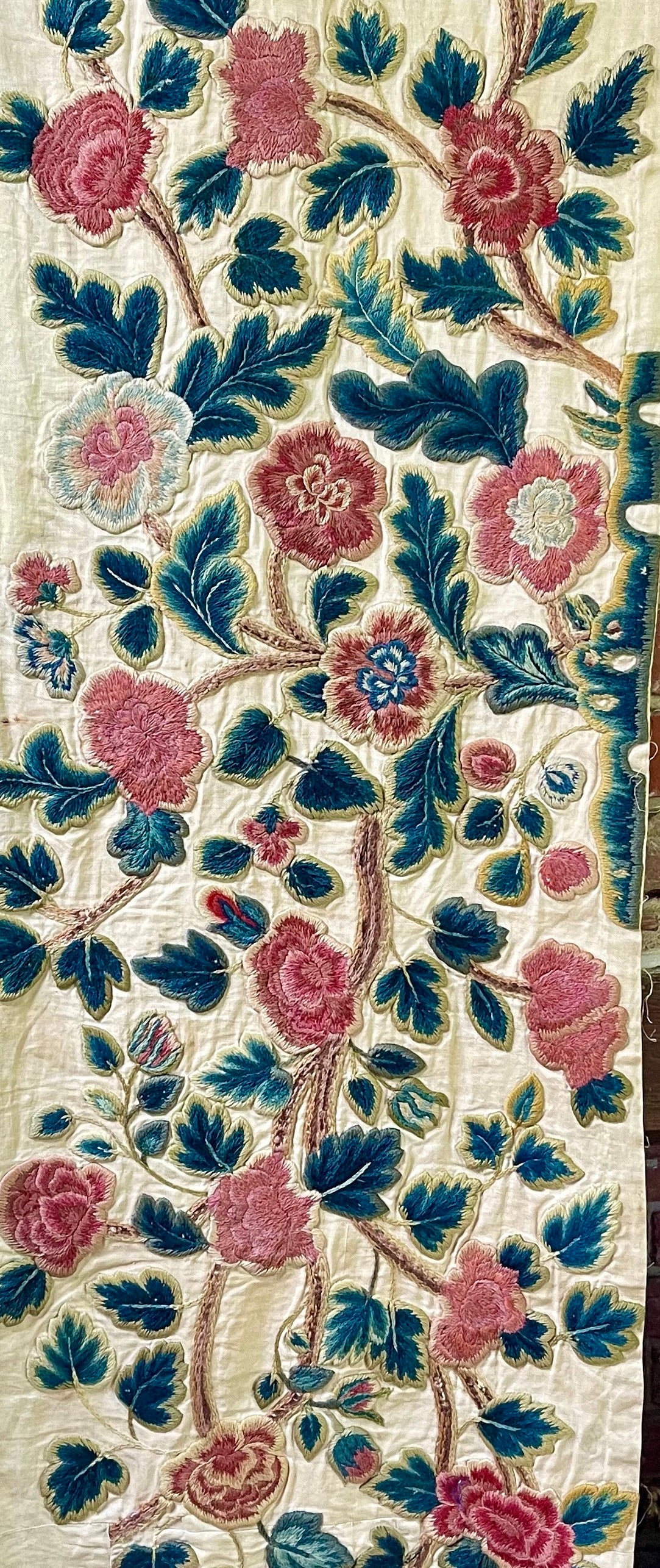 Antique Crewelwork Panel English Circa 1700