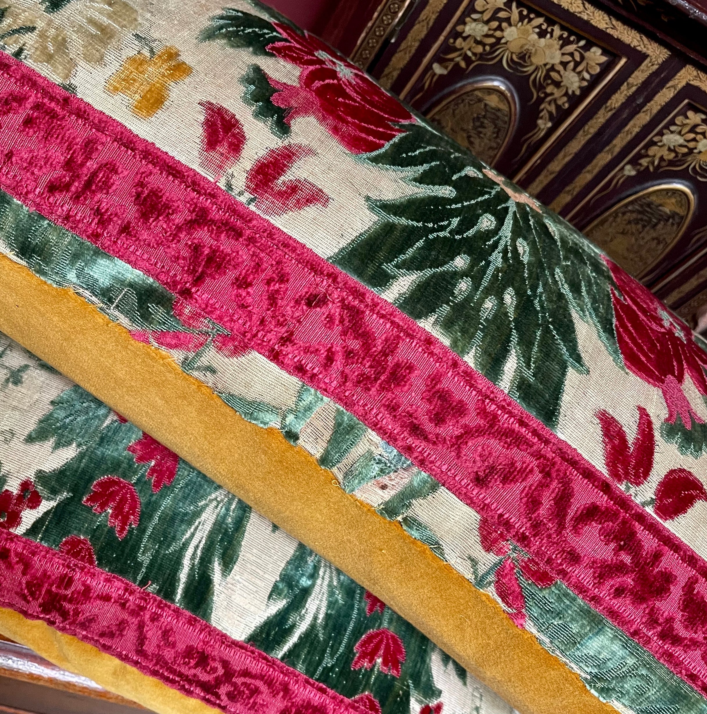 Antique Velvet Pillows Early 18th Century Genoa Jardiniere Silk Velvet PAIR