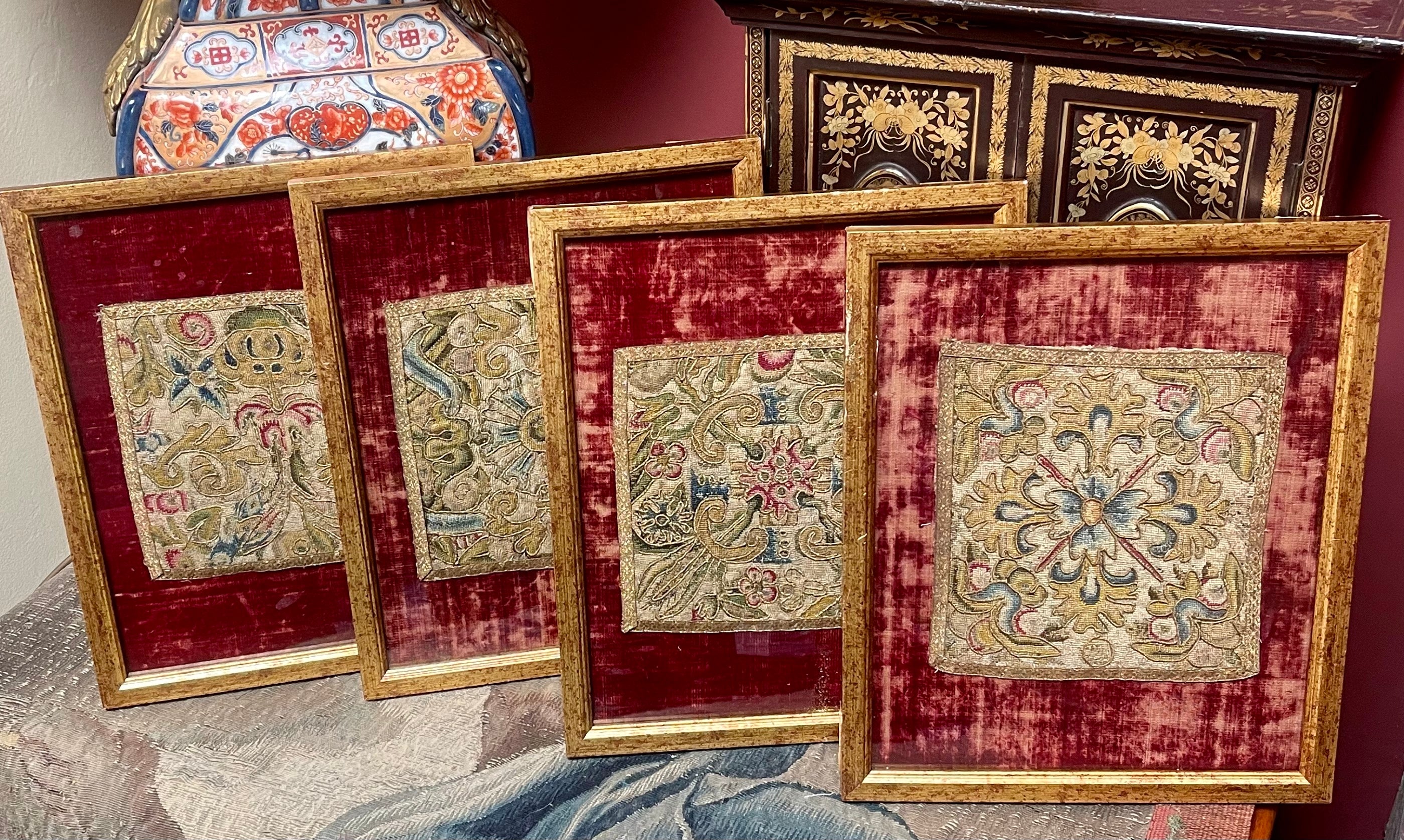 17th Century English Needlework Panels Set of 4
