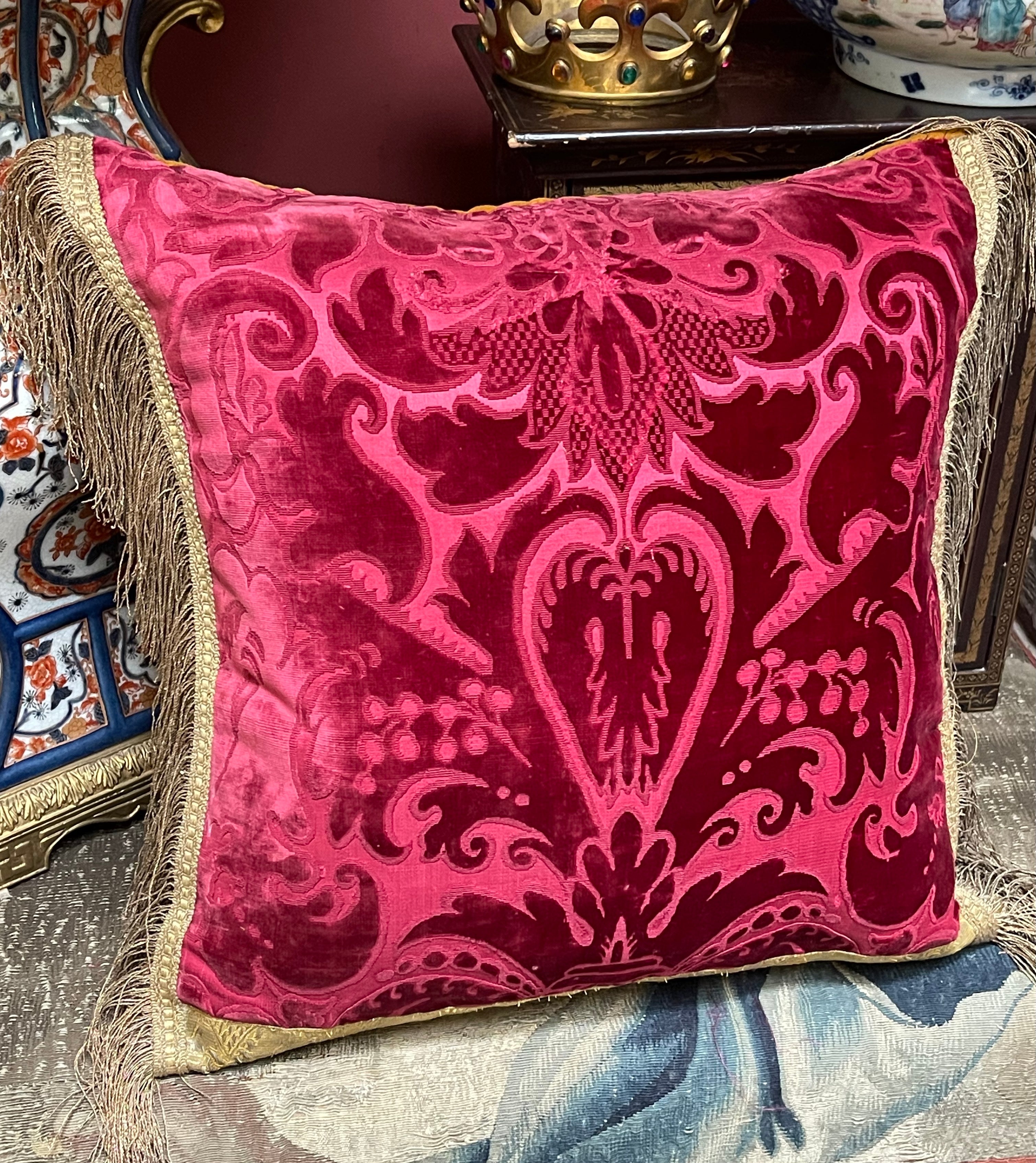 Antique Venetian Silk Velvet Cushion