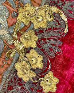 Antique Goldwork Floral Applique