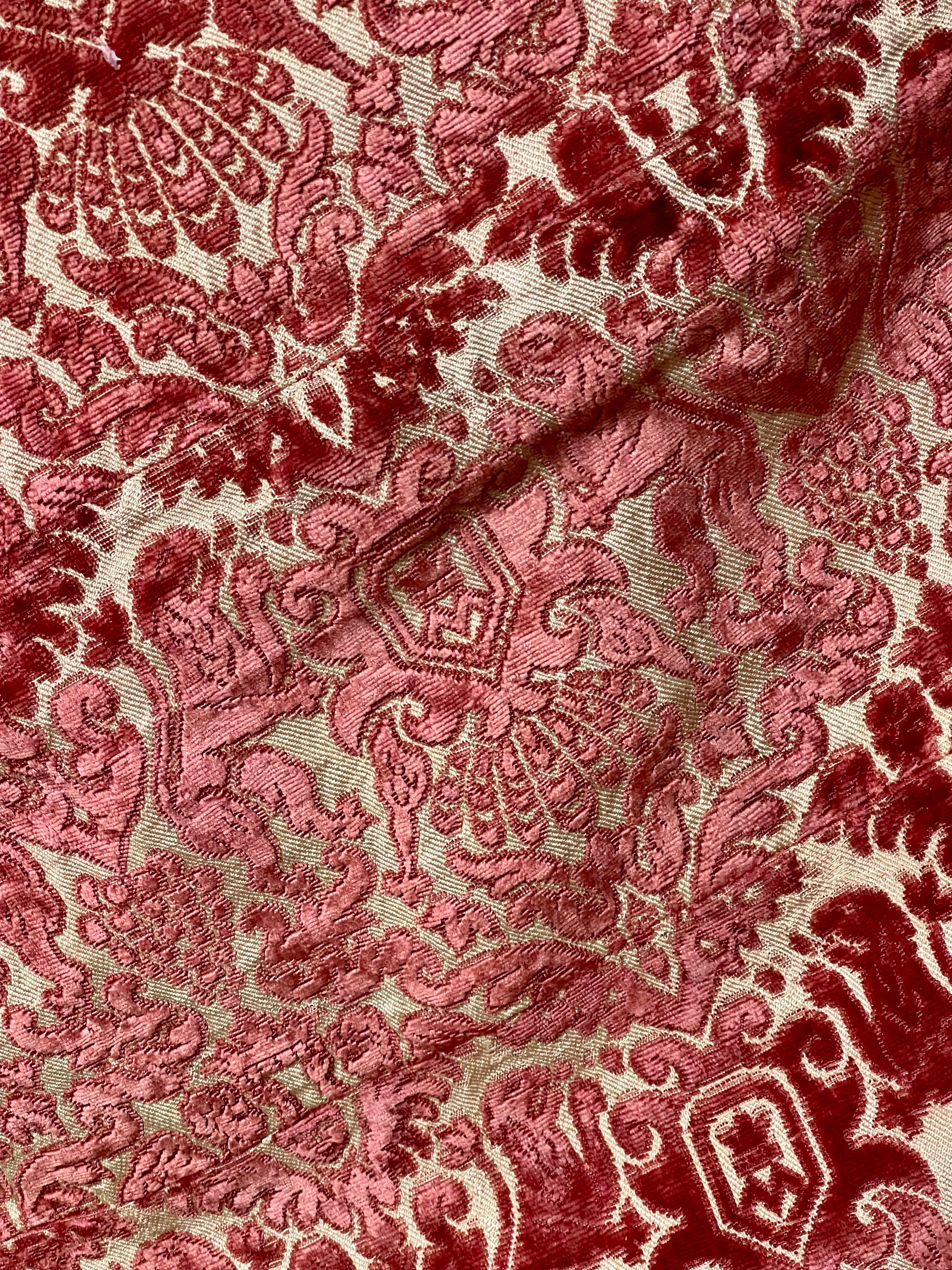 Venetian Silk Velvet Panel  Lions Cherubs Crown