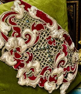 17th Century Venetian Stumpwork Velvet Silk Panel