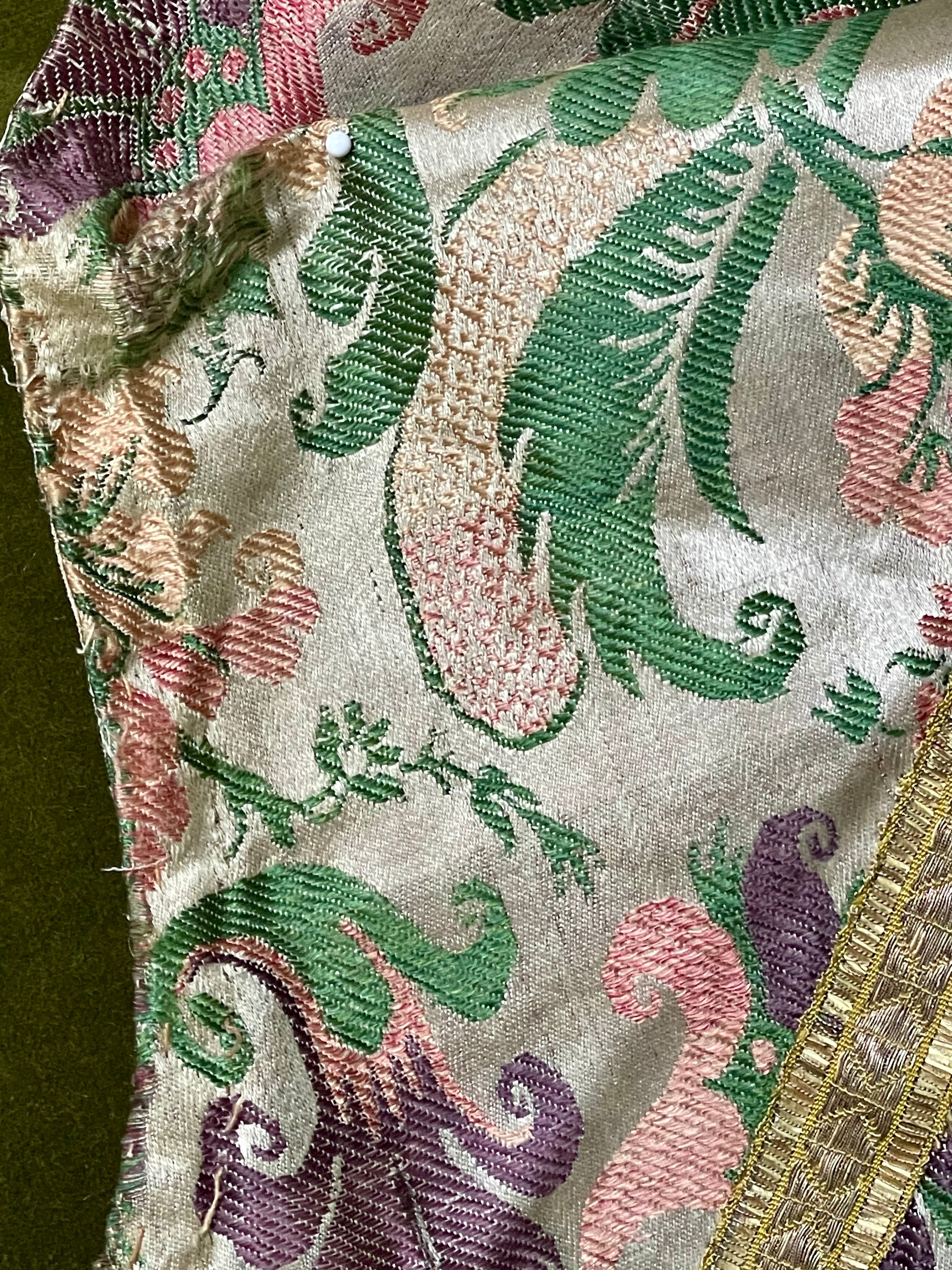 18th Century French Silk Brocade Chasuble Panel