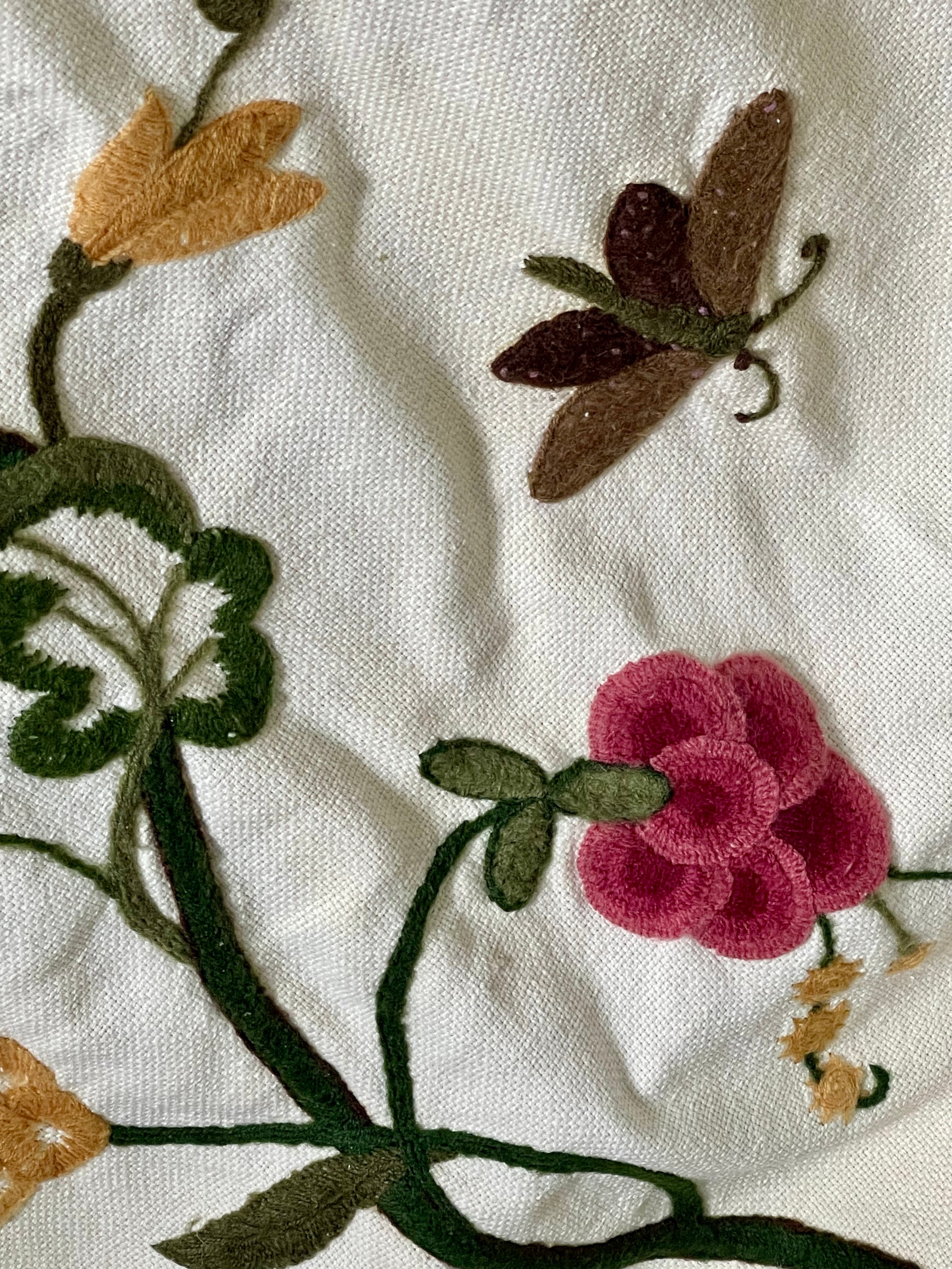 Crewelwork Tree of Life Panel Circa 1950