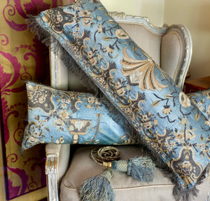 18th Century Ottoman Embroidery Bolster Pillows PAIR