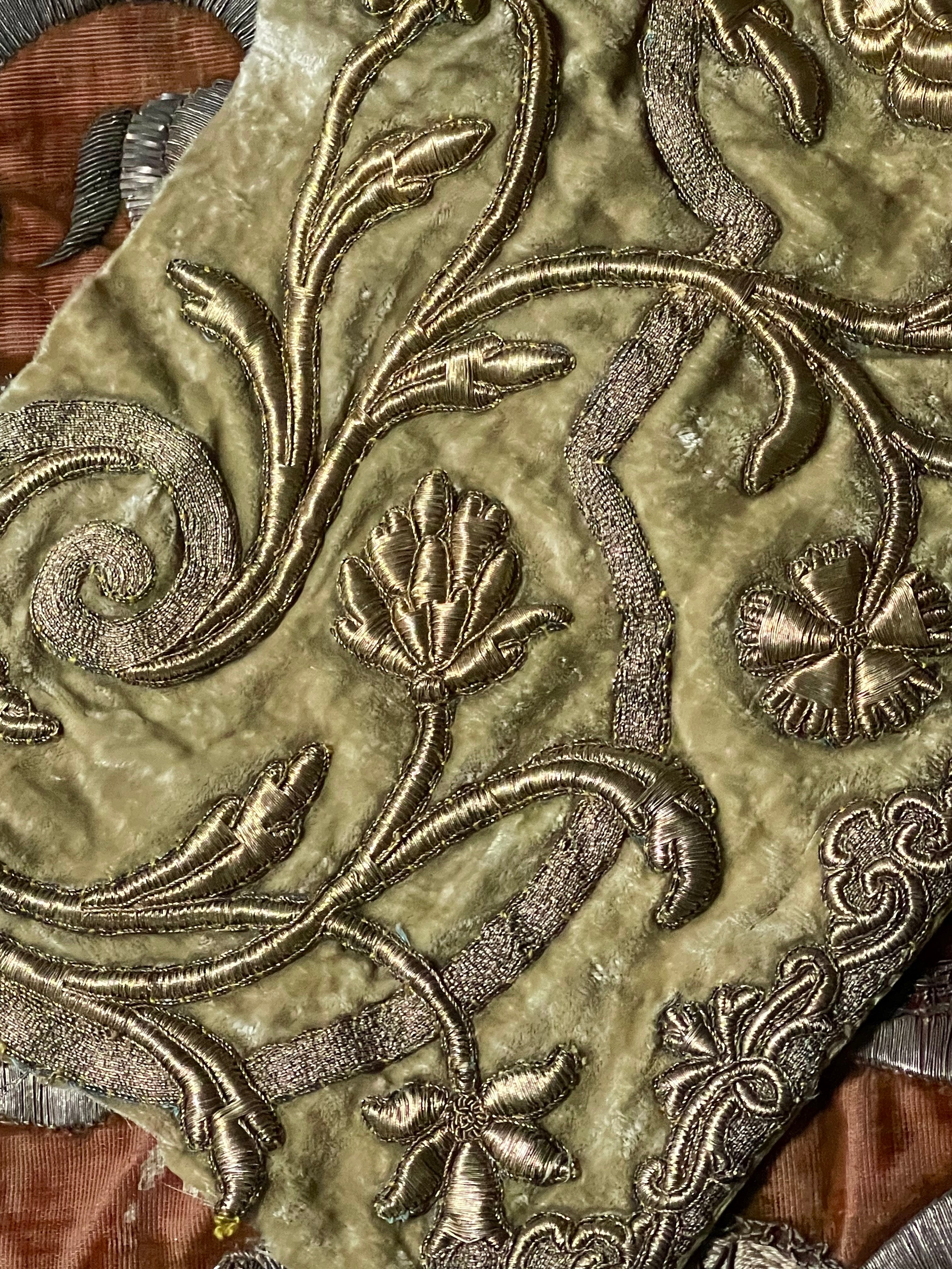 Antique Gold Metallic Embroidery on Velvet