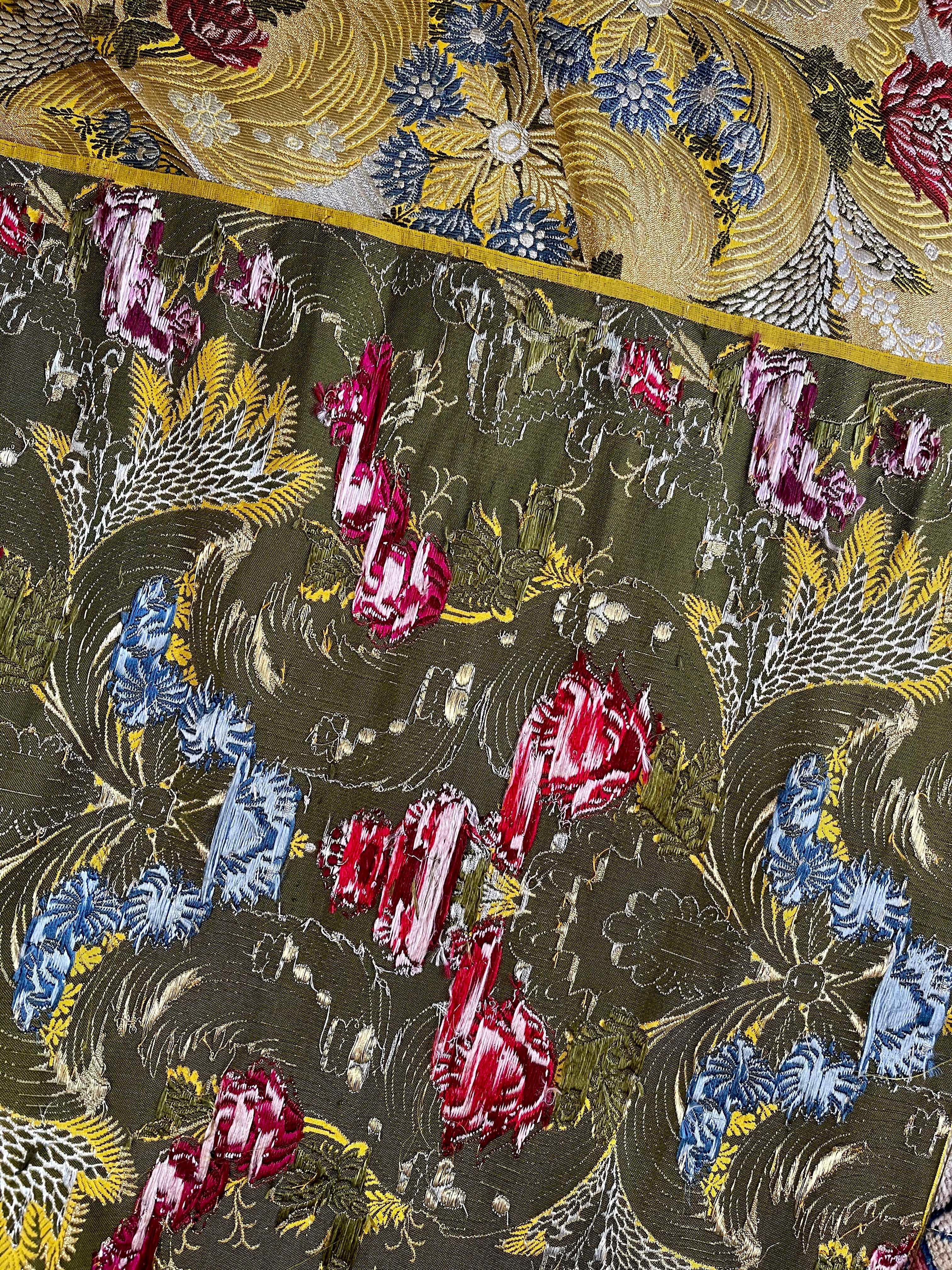 Antique French Lyon Silk Brocade Panel