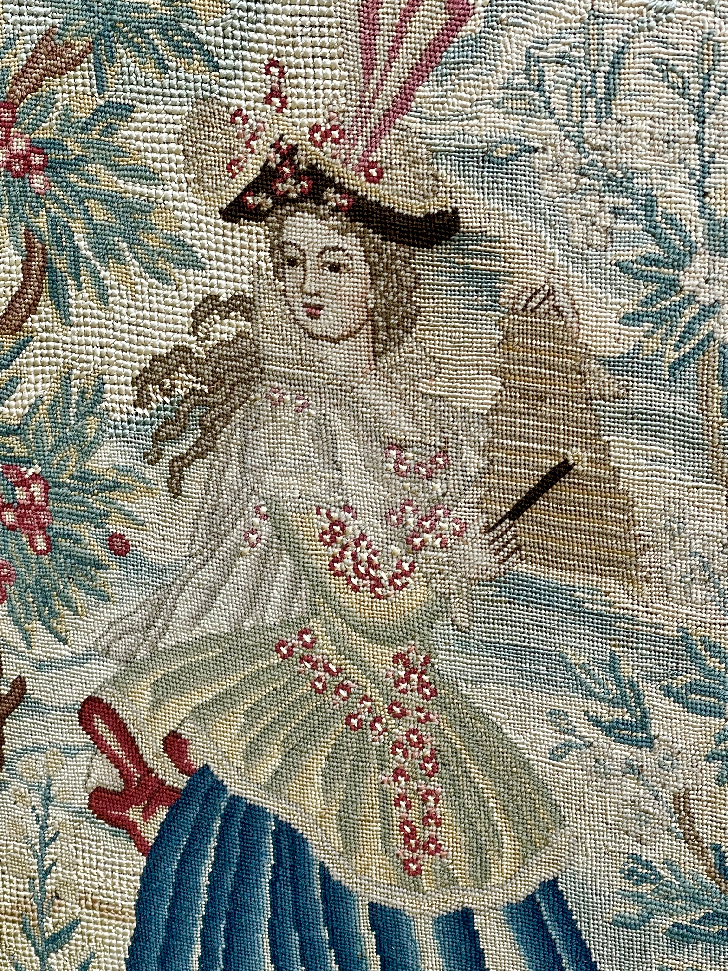 French Gros and Petit Point Bizarre Needlework Panel Early 18th Century