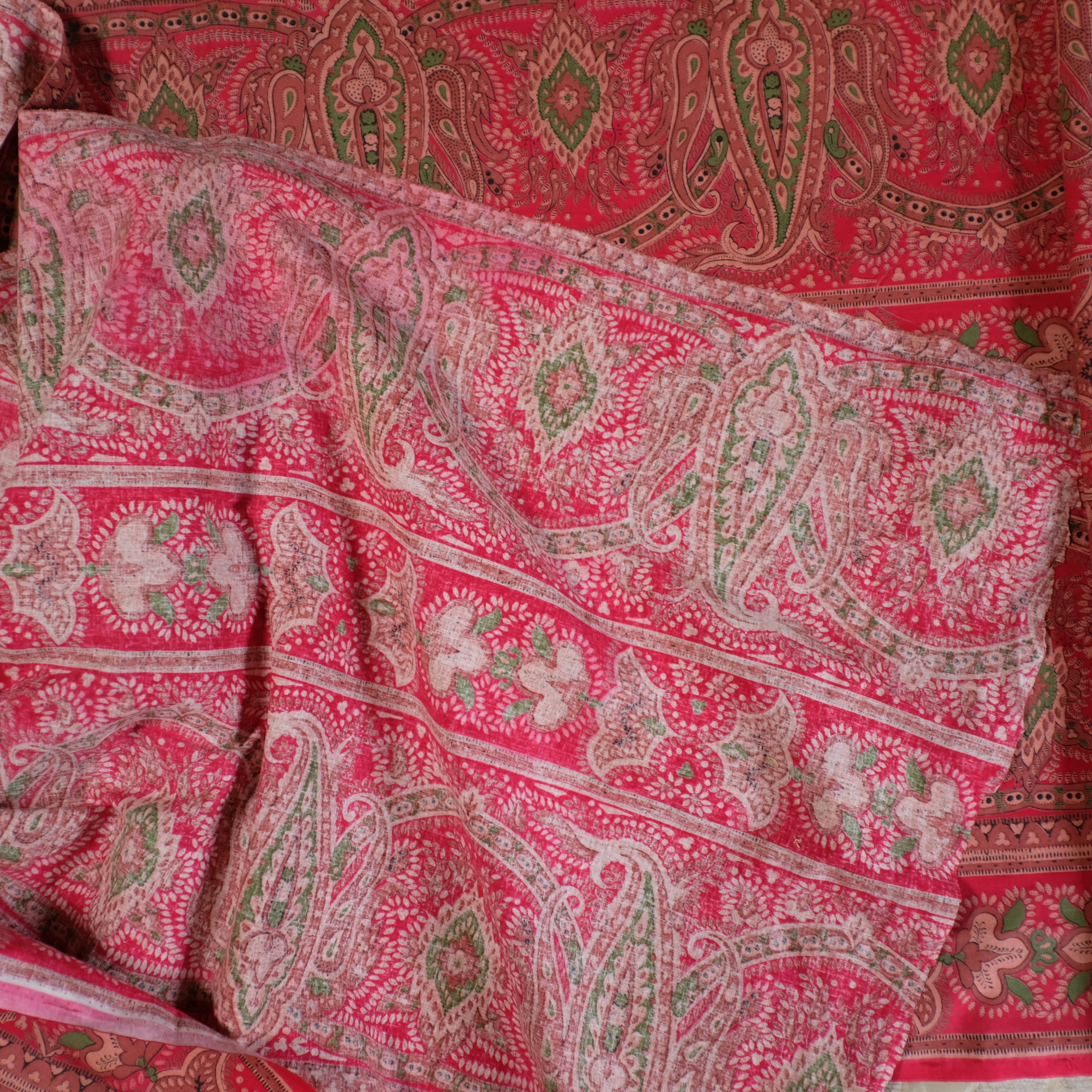 Antique French Printed Fabric Indienne Design