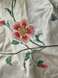 18th Century French Embroidered Silk Dress Panel