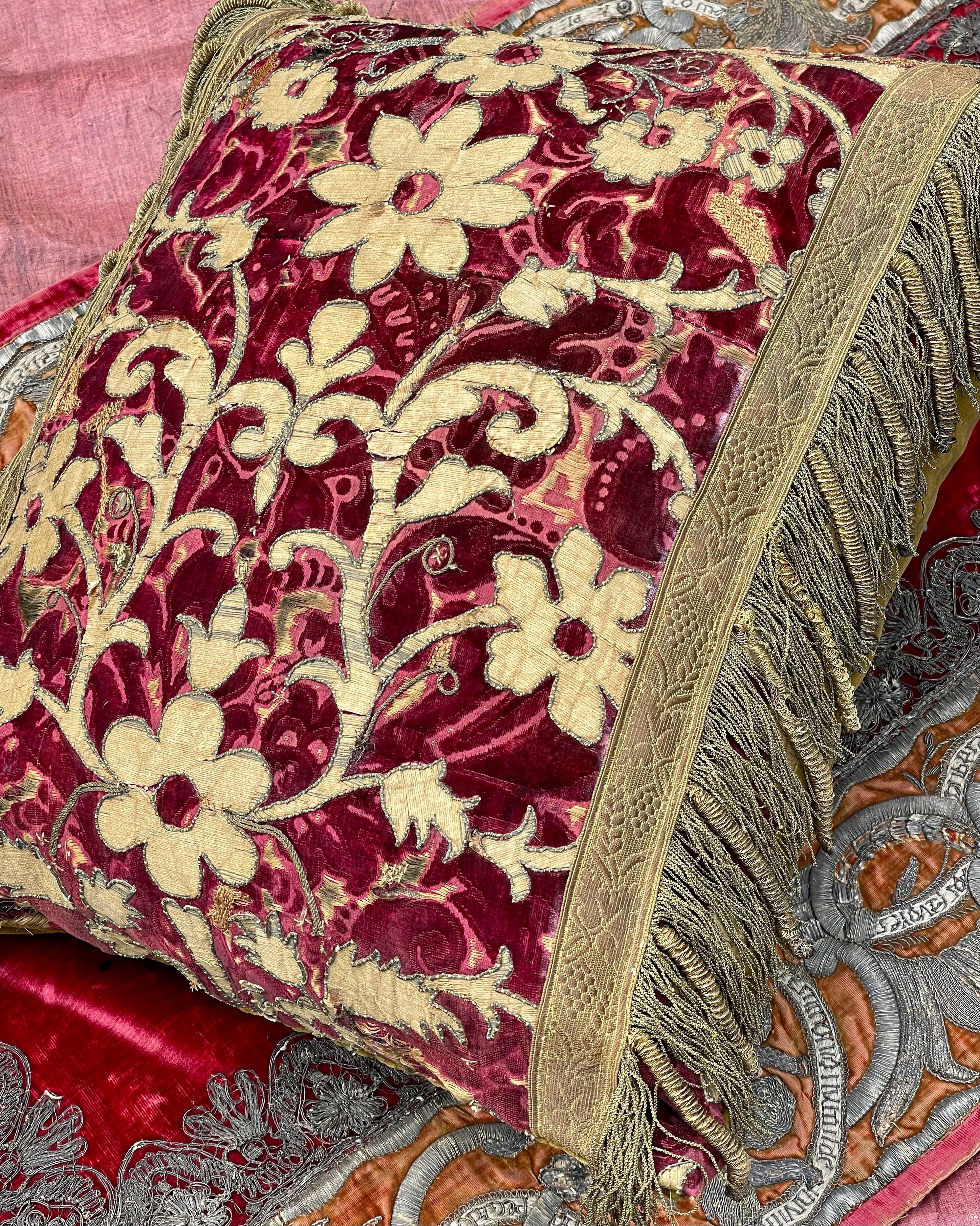 Bespoke Hand Made Pillow Renaissance Velvet Circa 1600