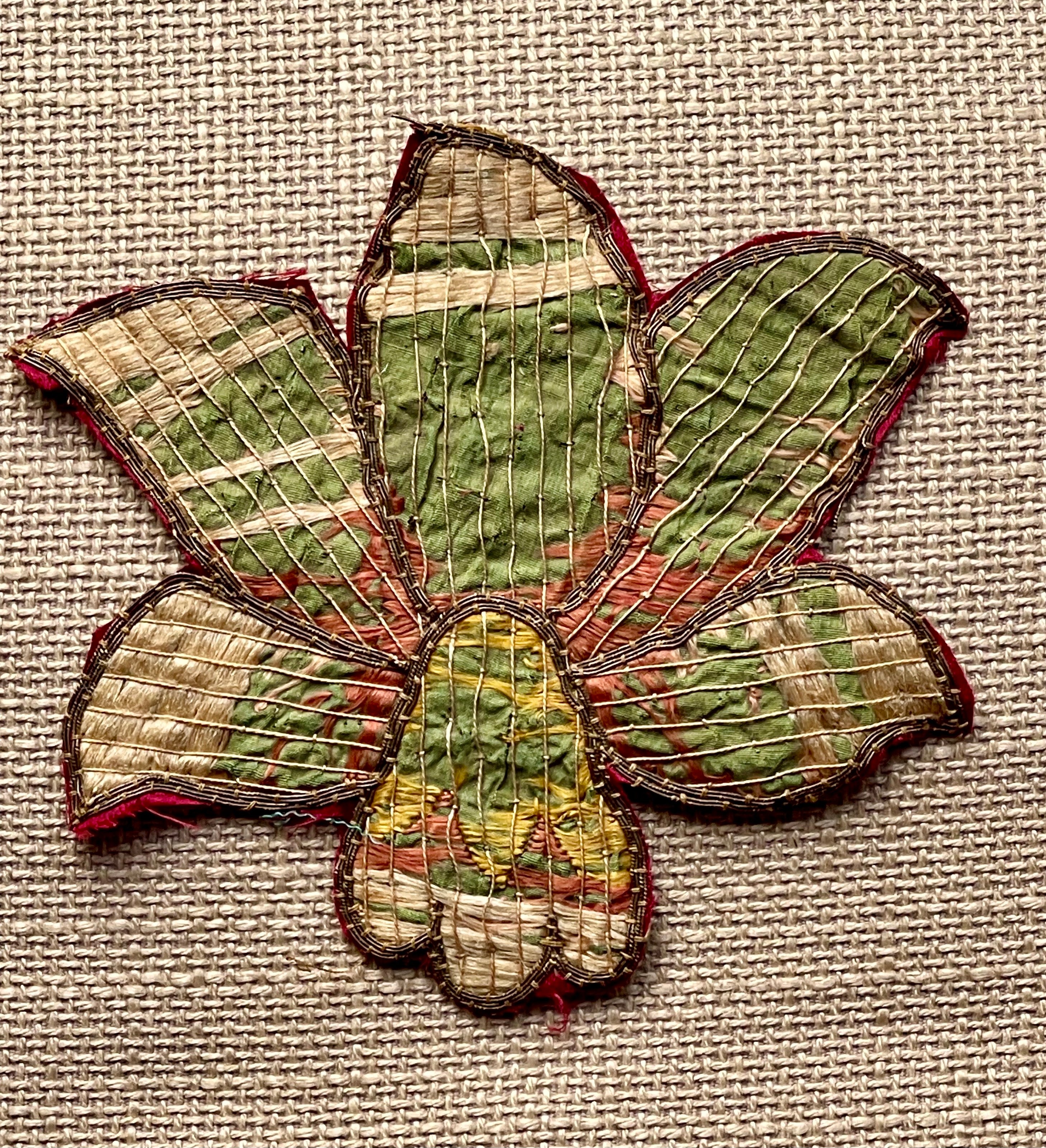 17th Century Italian Needlework Flower Applique