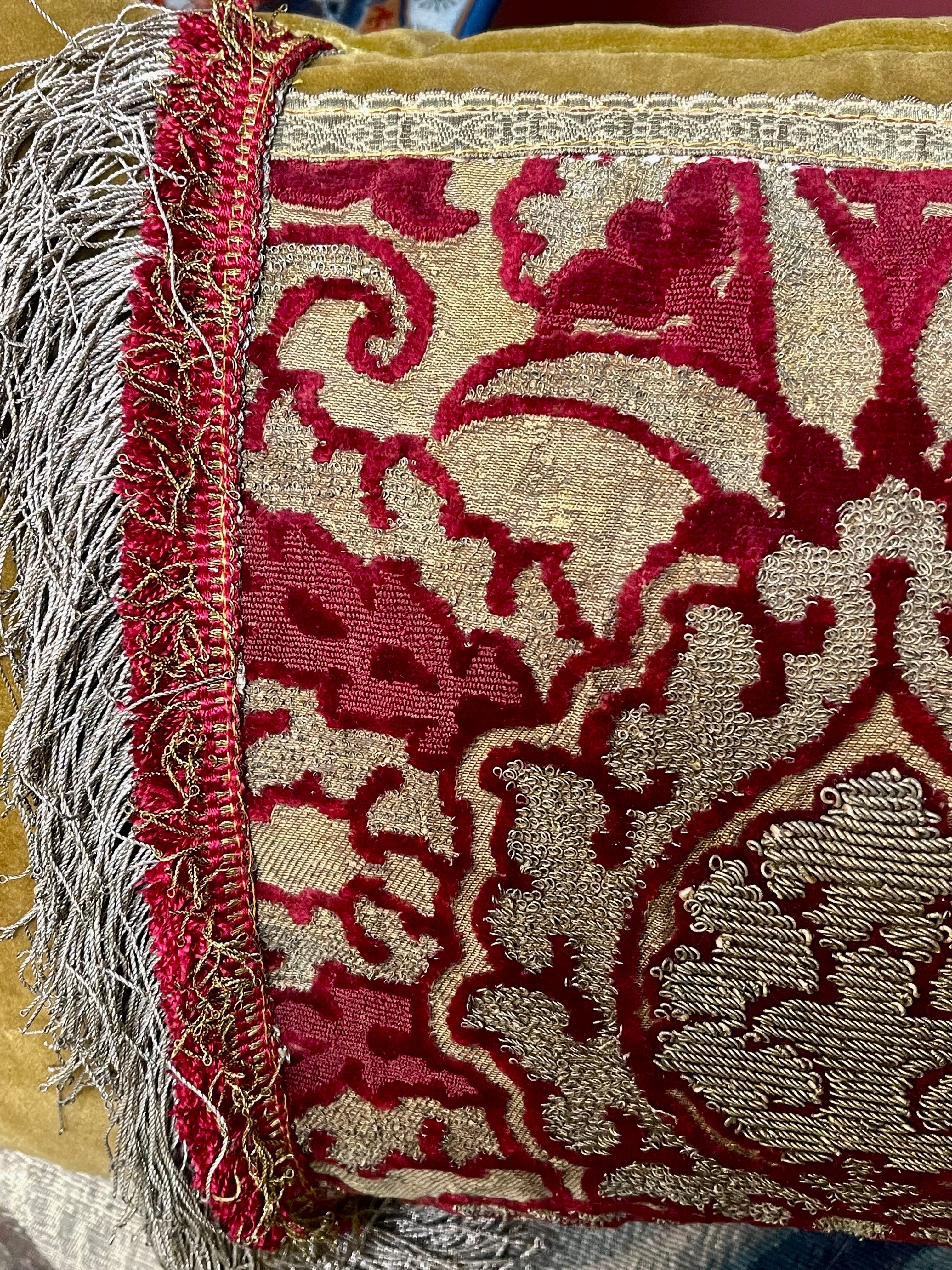 Antique Pillow 16th Century Venetian Pomegranate Panel