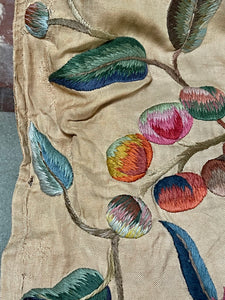 Antique Crewelwork Drape Jacobean Tree of Life Design