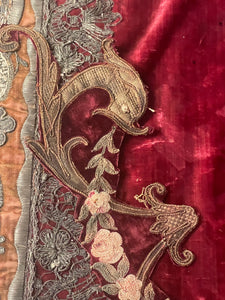 18th Century Gold metallic Embroidered Dolphin Applique