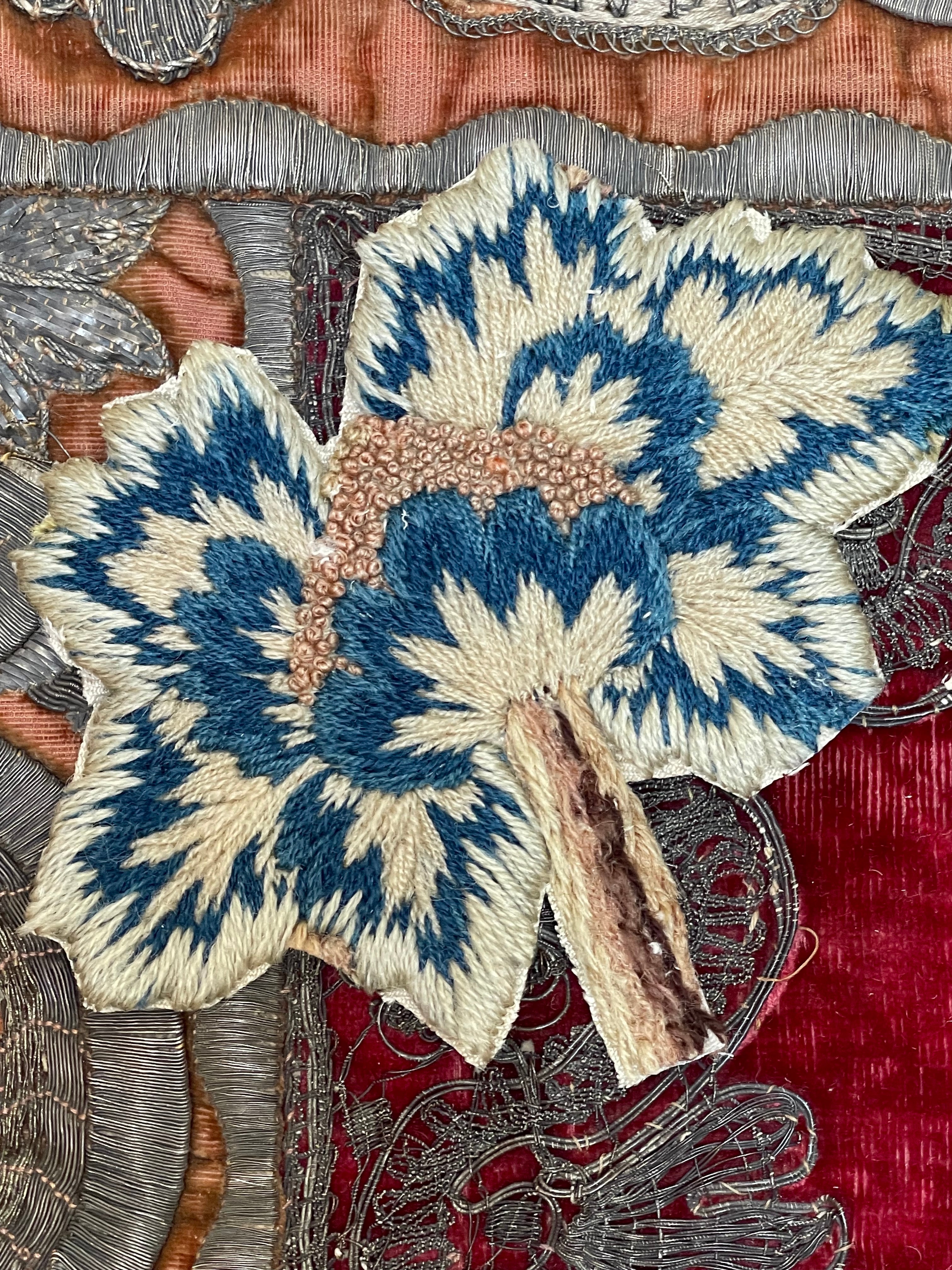 17th Century English Crewelwork Flower