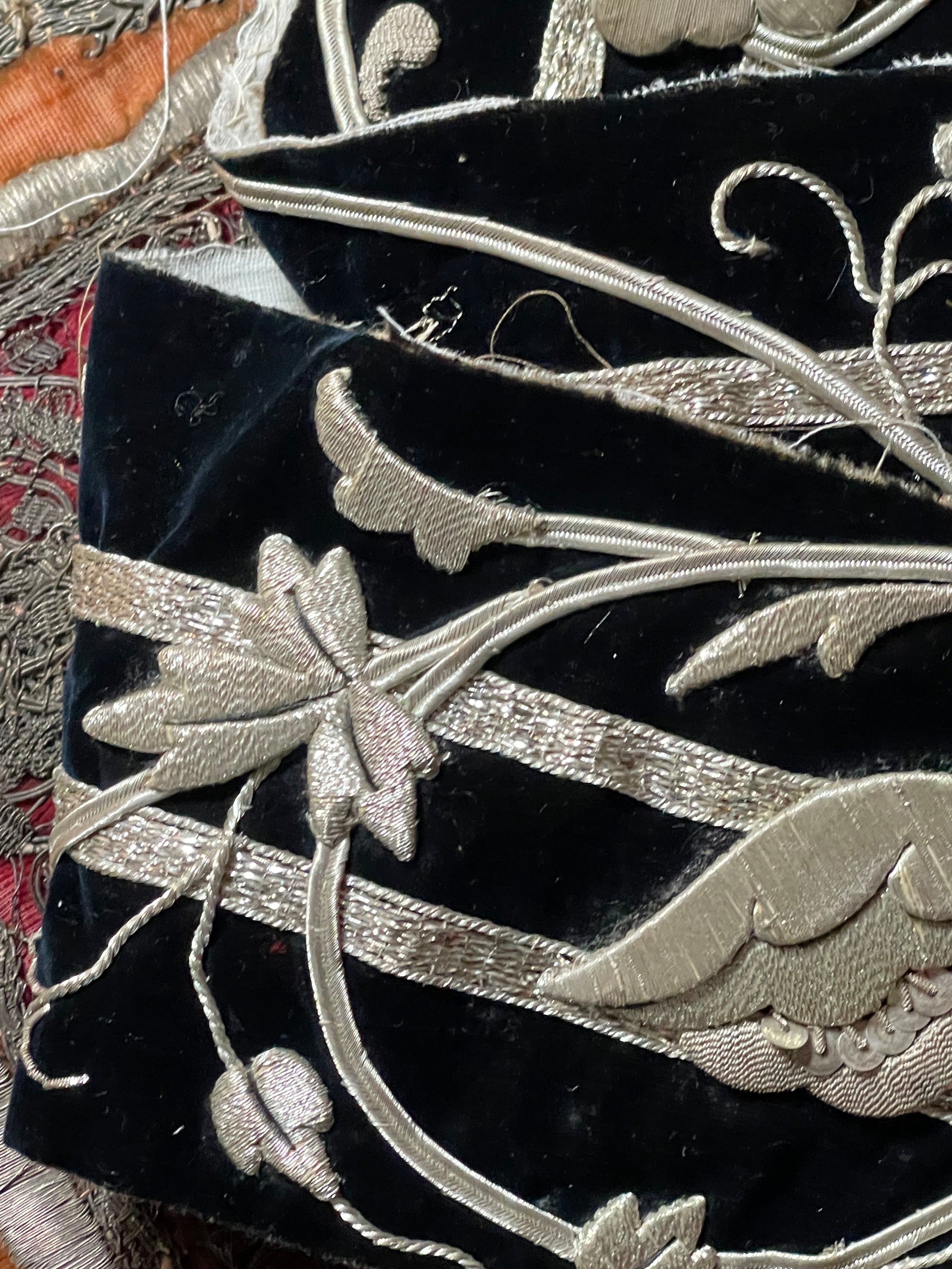 Antique Silver Metallic Embroidered Panel