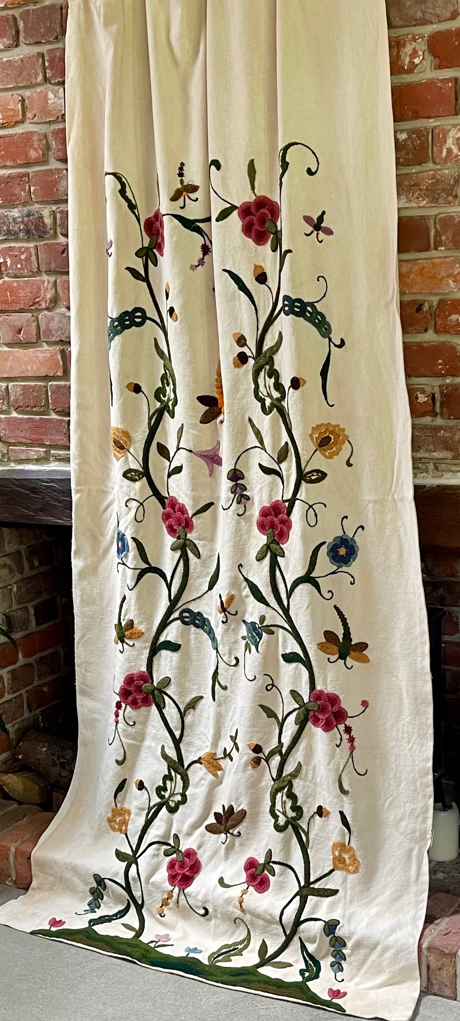 Crewelwork Tree of Life Panel Circa 1950