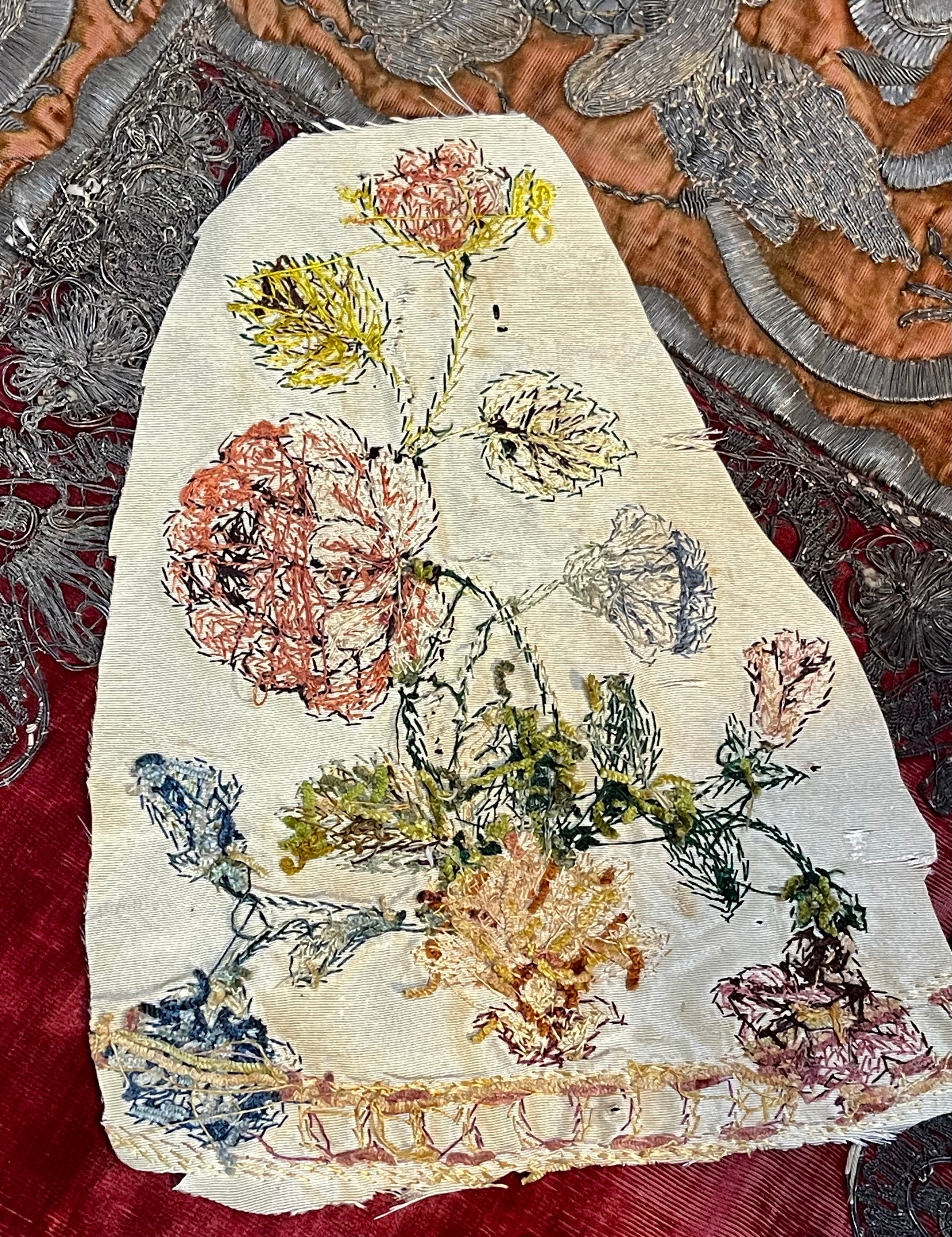 18th Century French Chenille Embroidery Slip