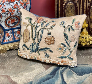 18th Century Crewelwork Cushions PAIR