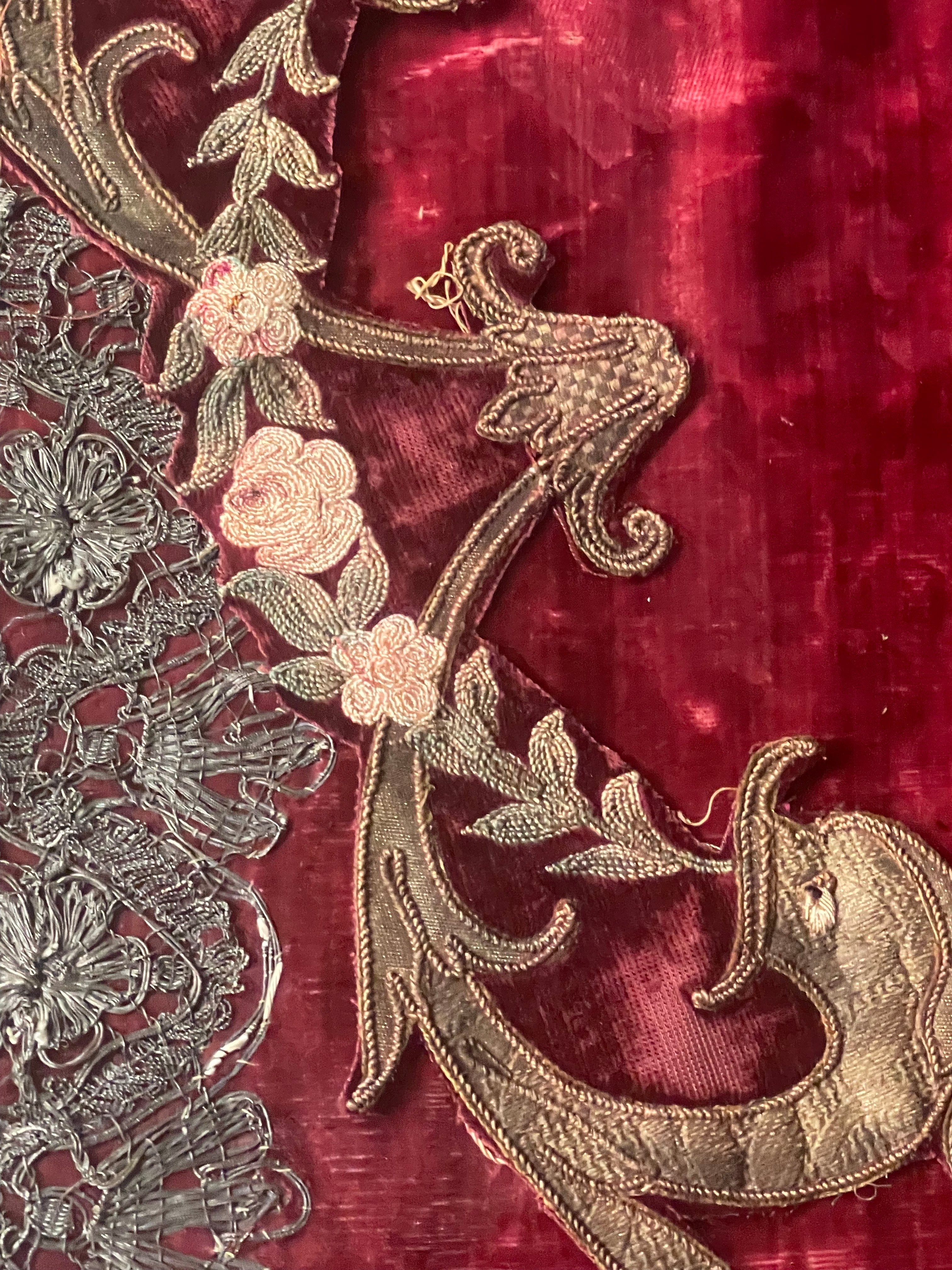 18th Century Gold metallic Embroidered Dolphin Applique