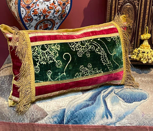 Antique Pillow 15th Century Ferronerie Velvet