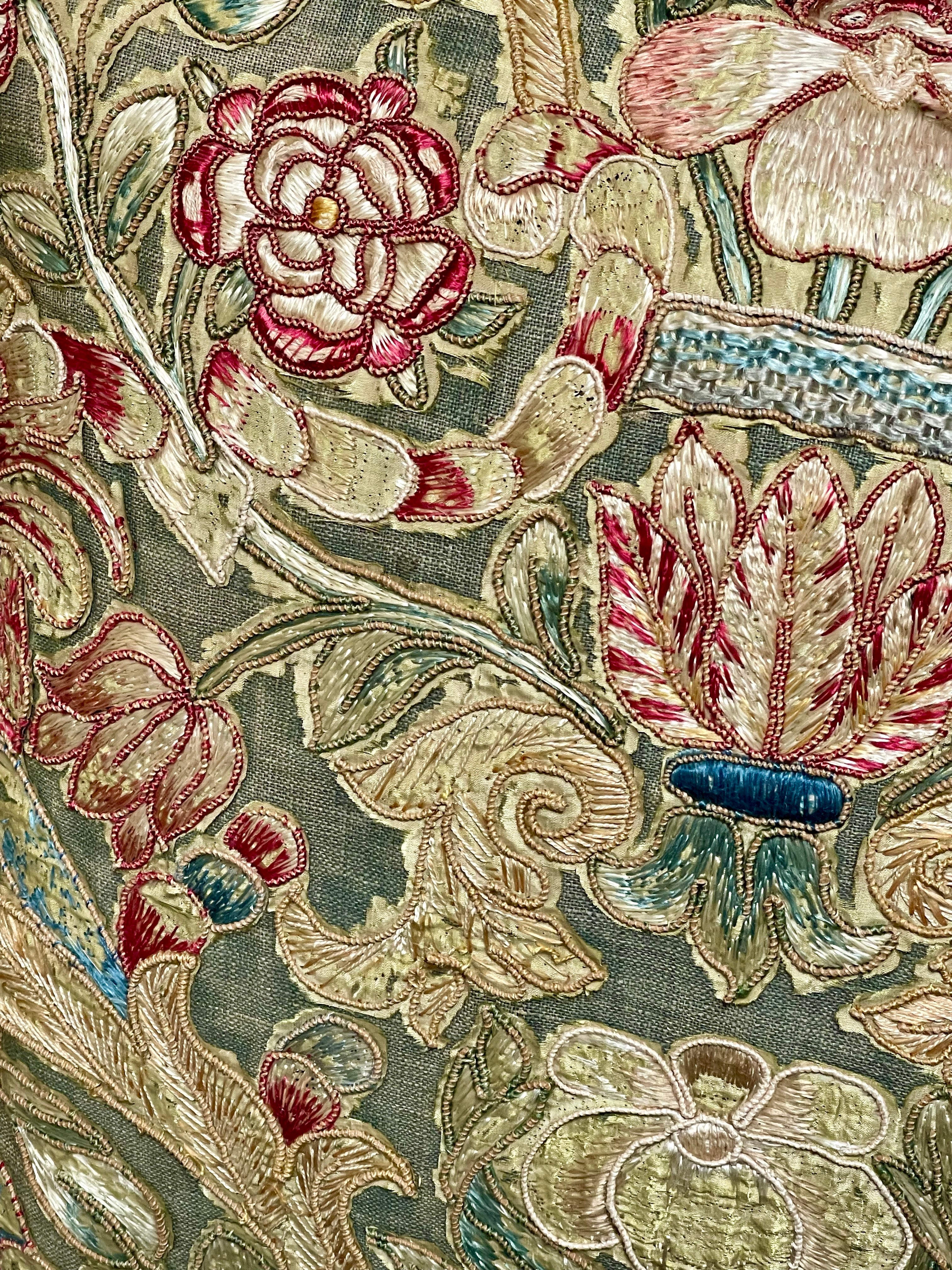 17th Century Embroidery Bespoke Hand Made Pillow