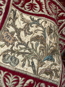 18th Century Embroidered Silk and Velvet Panel