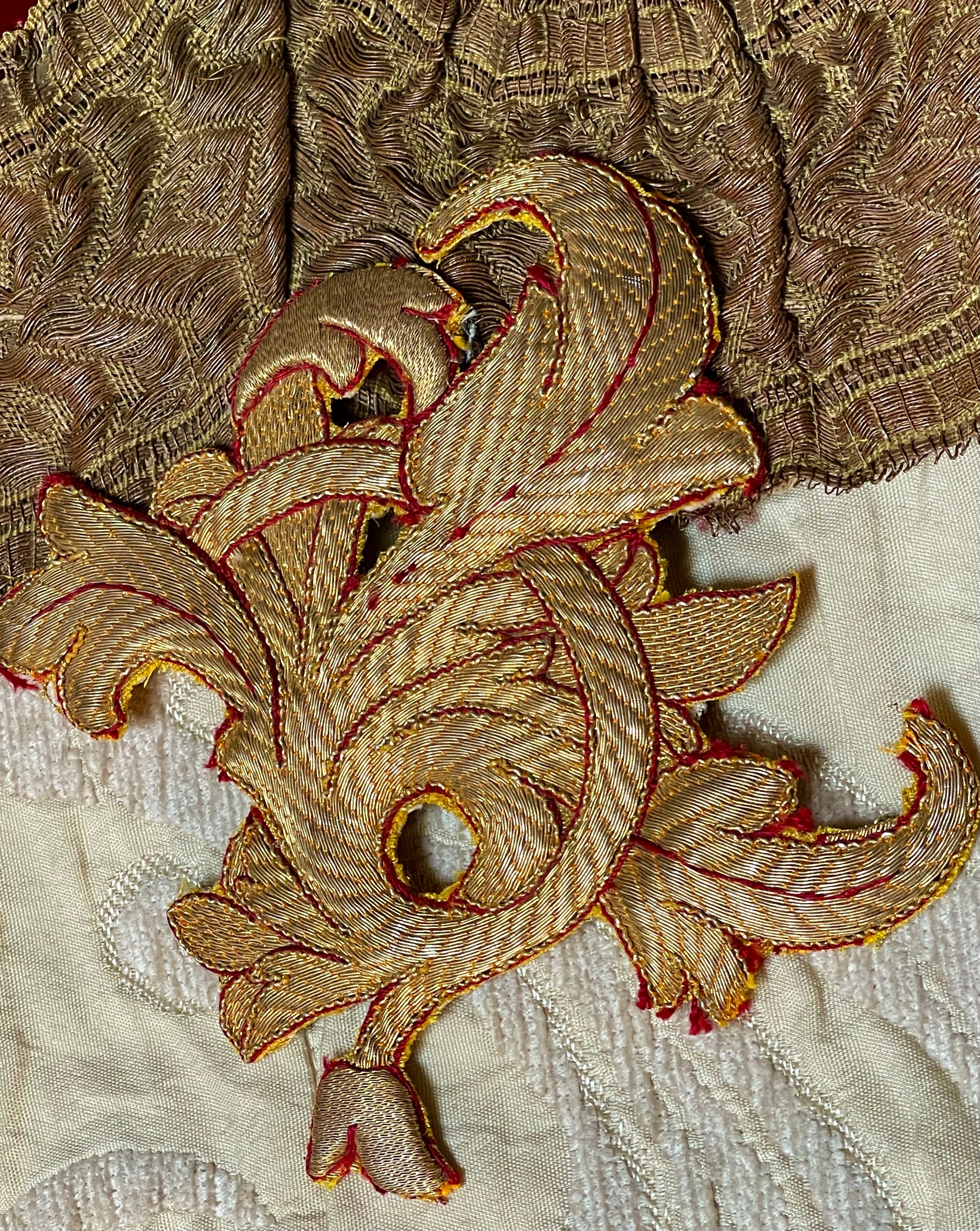 RESERVED For N  Antique Applique Gold Metal Embroidery  S5267