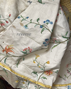 18th Century French Embroidered Silk Dress Panel