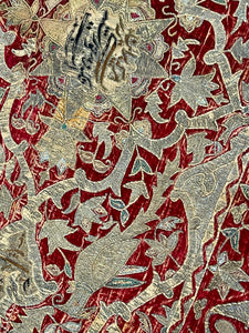 18th Century Persian Silk Velvet Metal Thread Panel