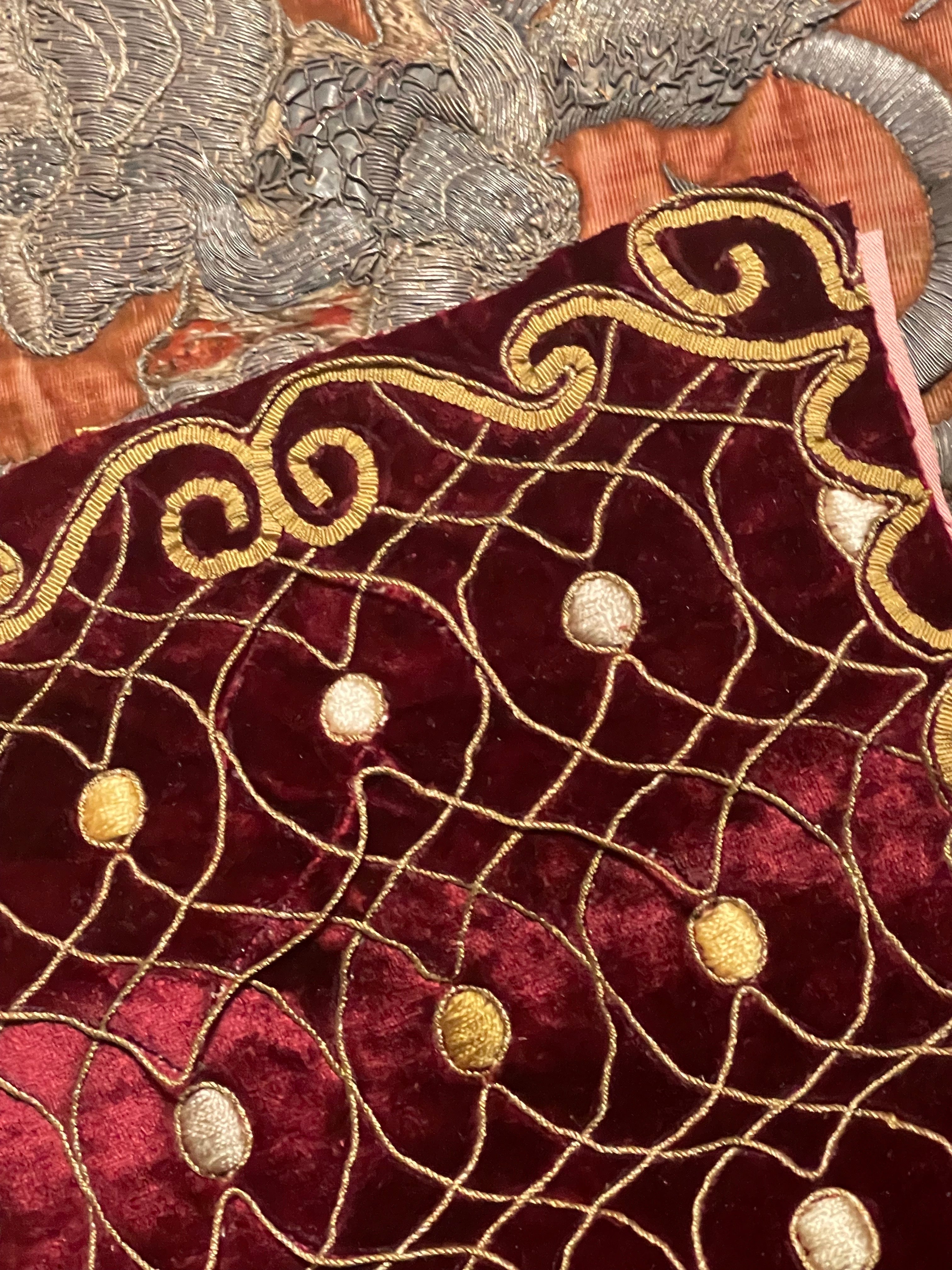 18th Century Embroidered Velvet Panel