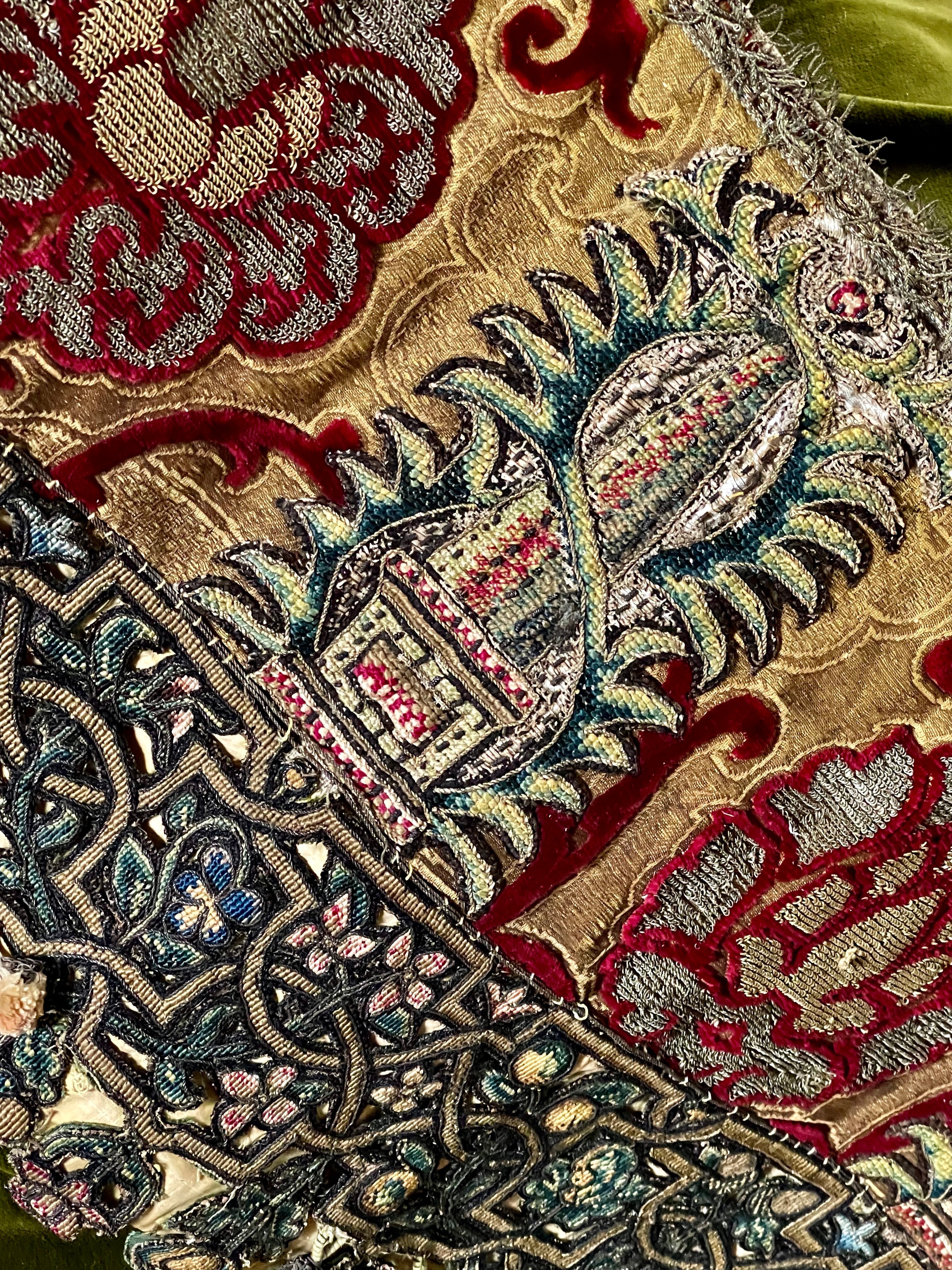 16th Century Valance Renaissance Silk Velvet Pomegranates