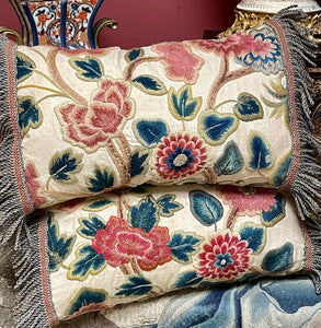 Antique Crewelwork Pillows Pair