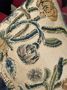 Antique English Crewelwork Pillows PAIR