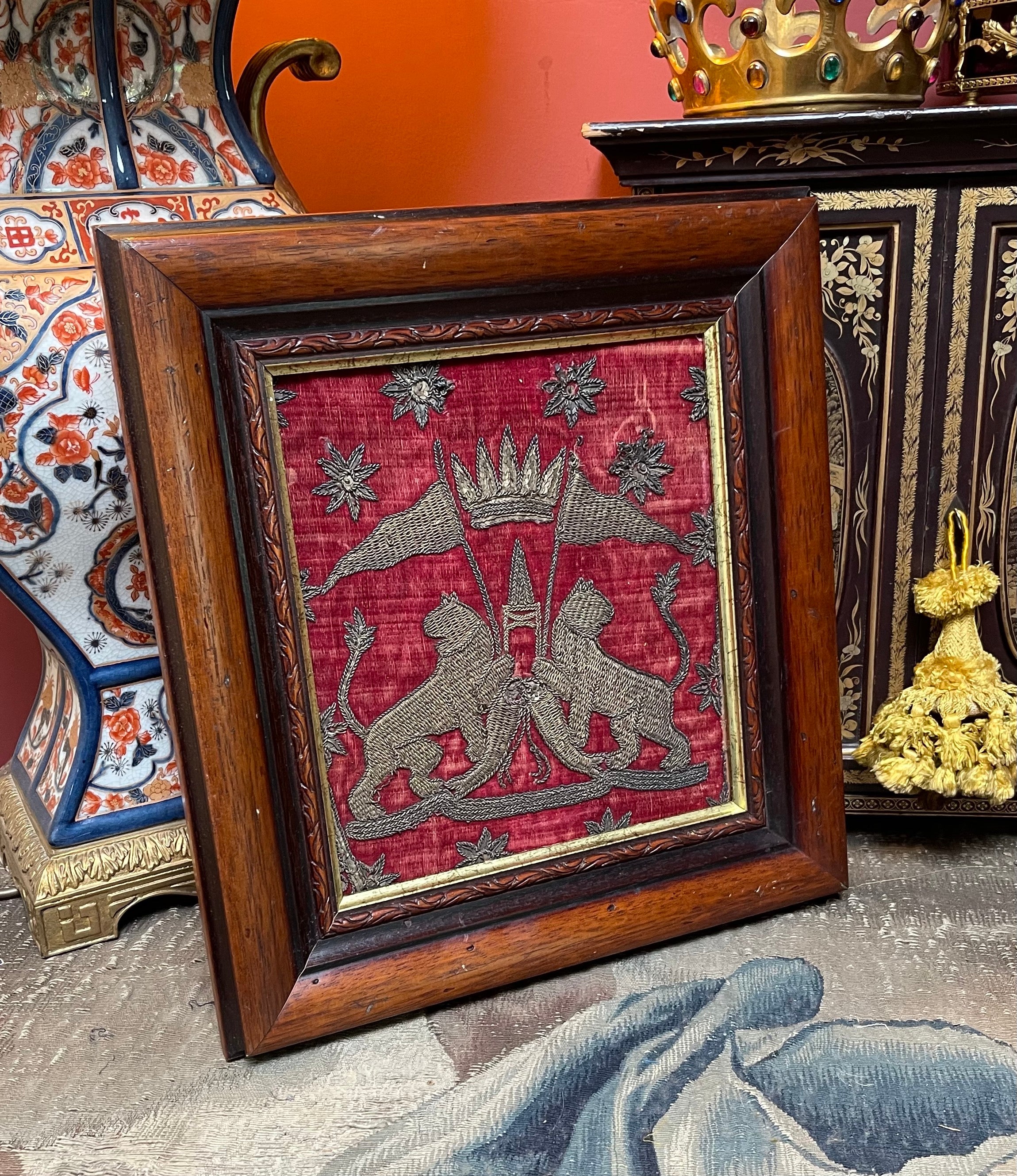 Metallic Embroidered Coat of Arms Circa 1700